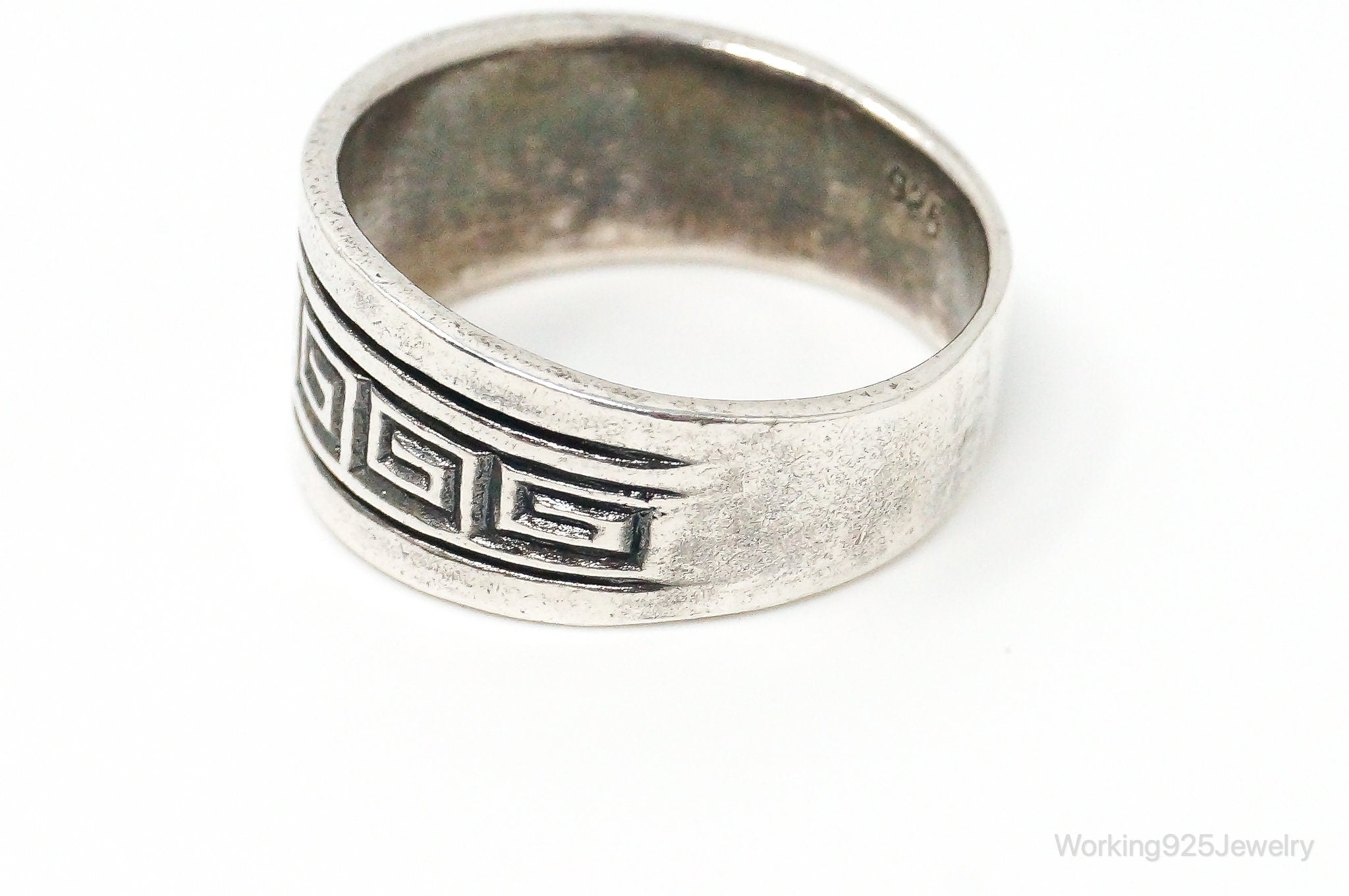 Vintage Greek Key Design Sterling Silver Band Ring Size 8.75