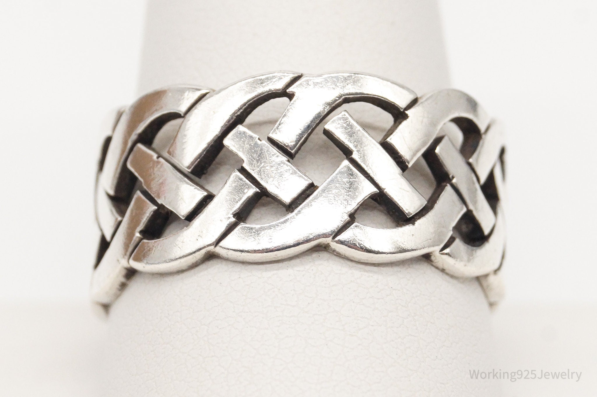 Vintage Celtic Knot Sterling Silver Band Ring - Size 11