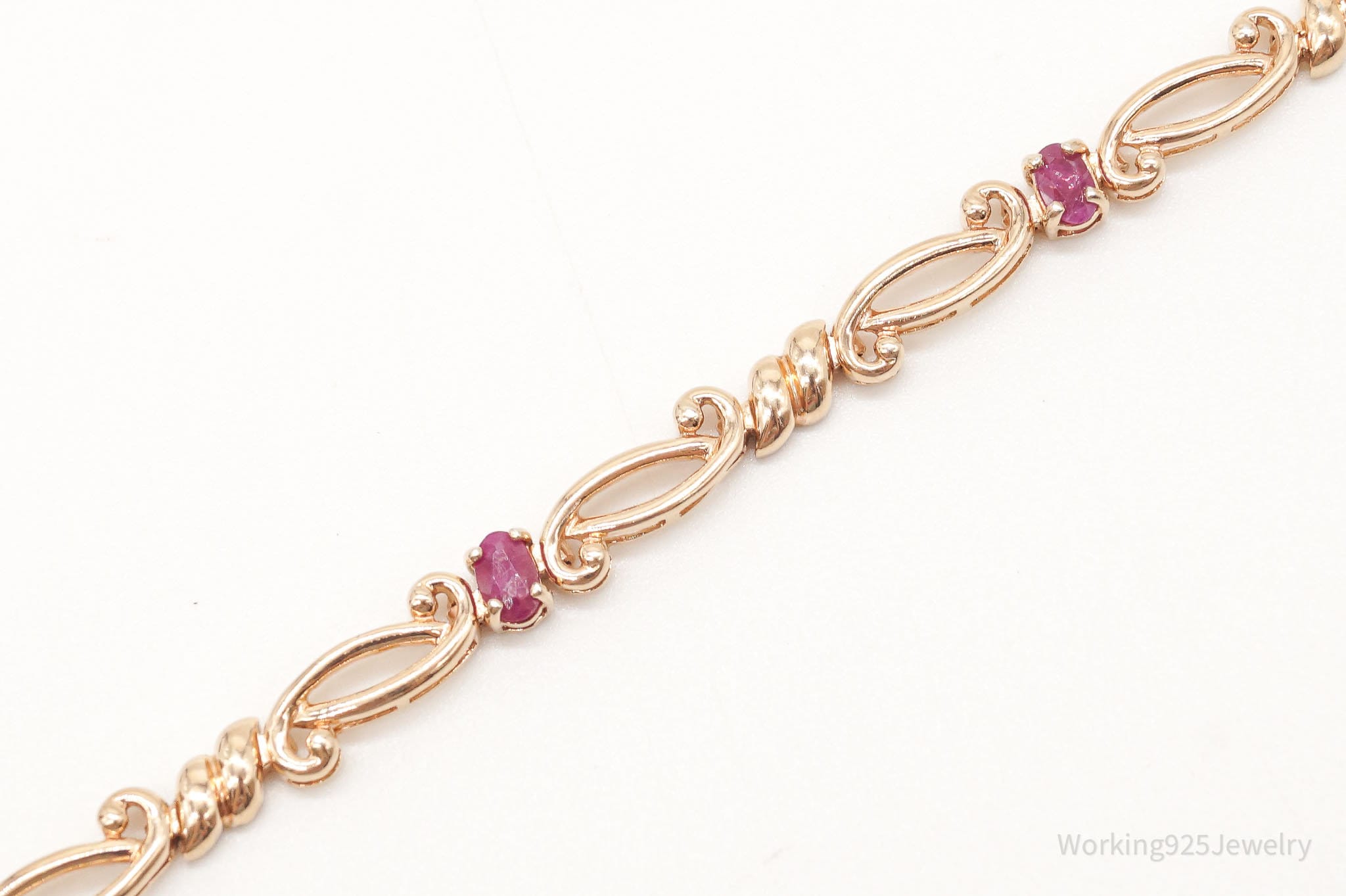 Designer Ross Simons Ruby 18K Gold Over Sterling Silver Bracelet