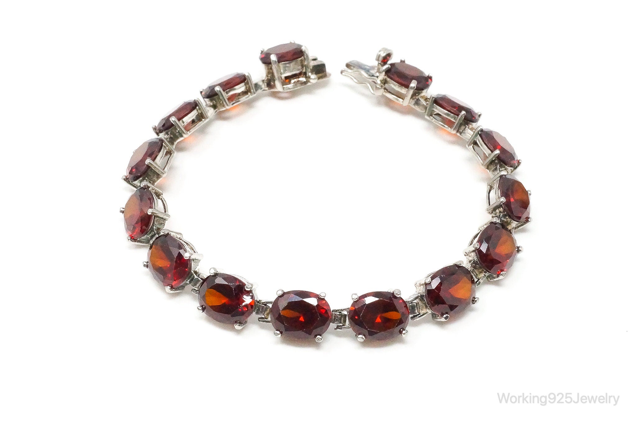 Vintage Garnet Sterling Silver Bracelet