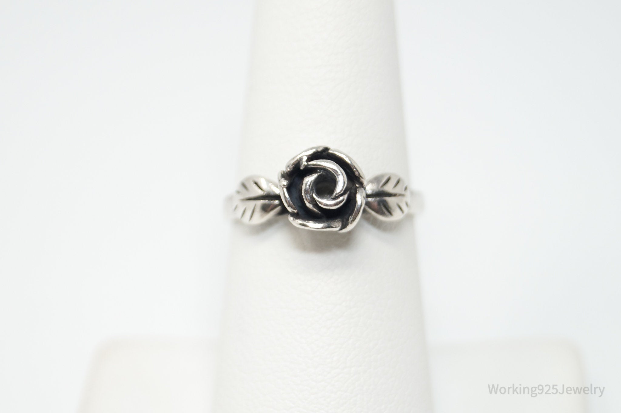 Reserved* Vintage 3D Rose Flower Sterling Silver Ring - Size 7