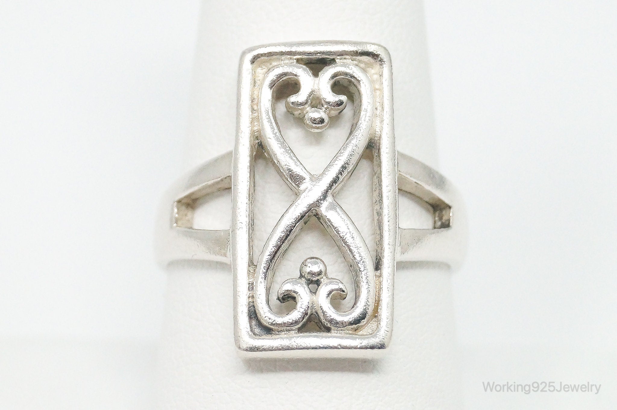 Vintage Boma Cut Out Open Hearts Sterling Silver Ring - Size 9.25