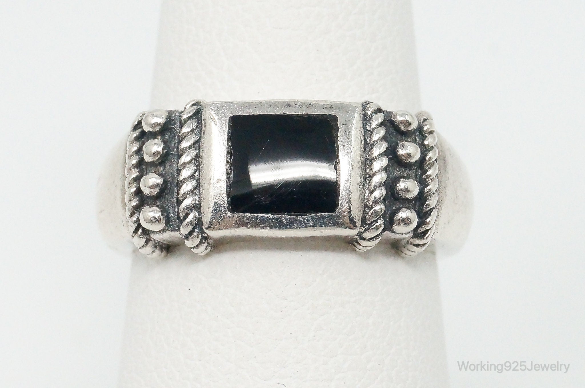 Vintage Black Onyx Sterling Silver Ring Size 5.75