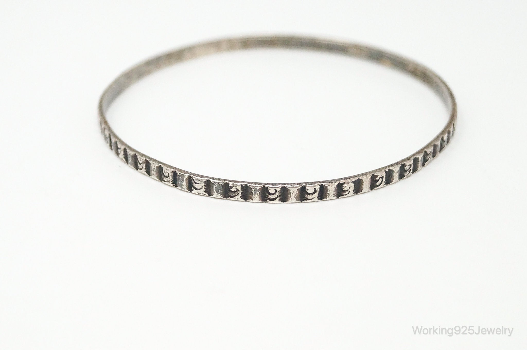 Antique Art Deco Sterling Silver Bangle Bracelet