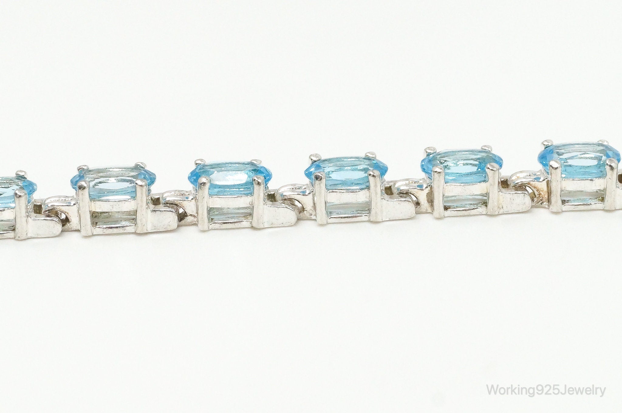 Vintage Designer ALX Blue Topaz Sterling Silver Tennis Bracelet