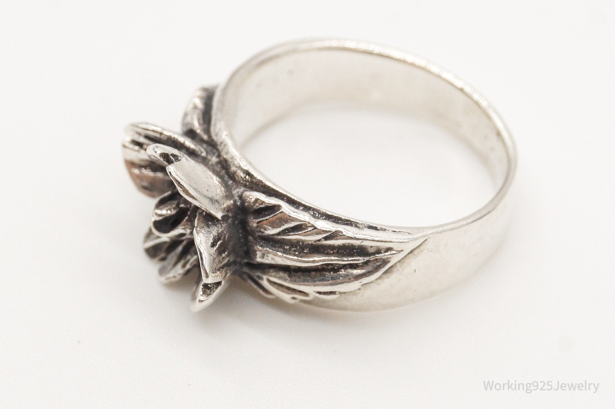 Vintage Flower Sterling Silver Ring - Size 4.75