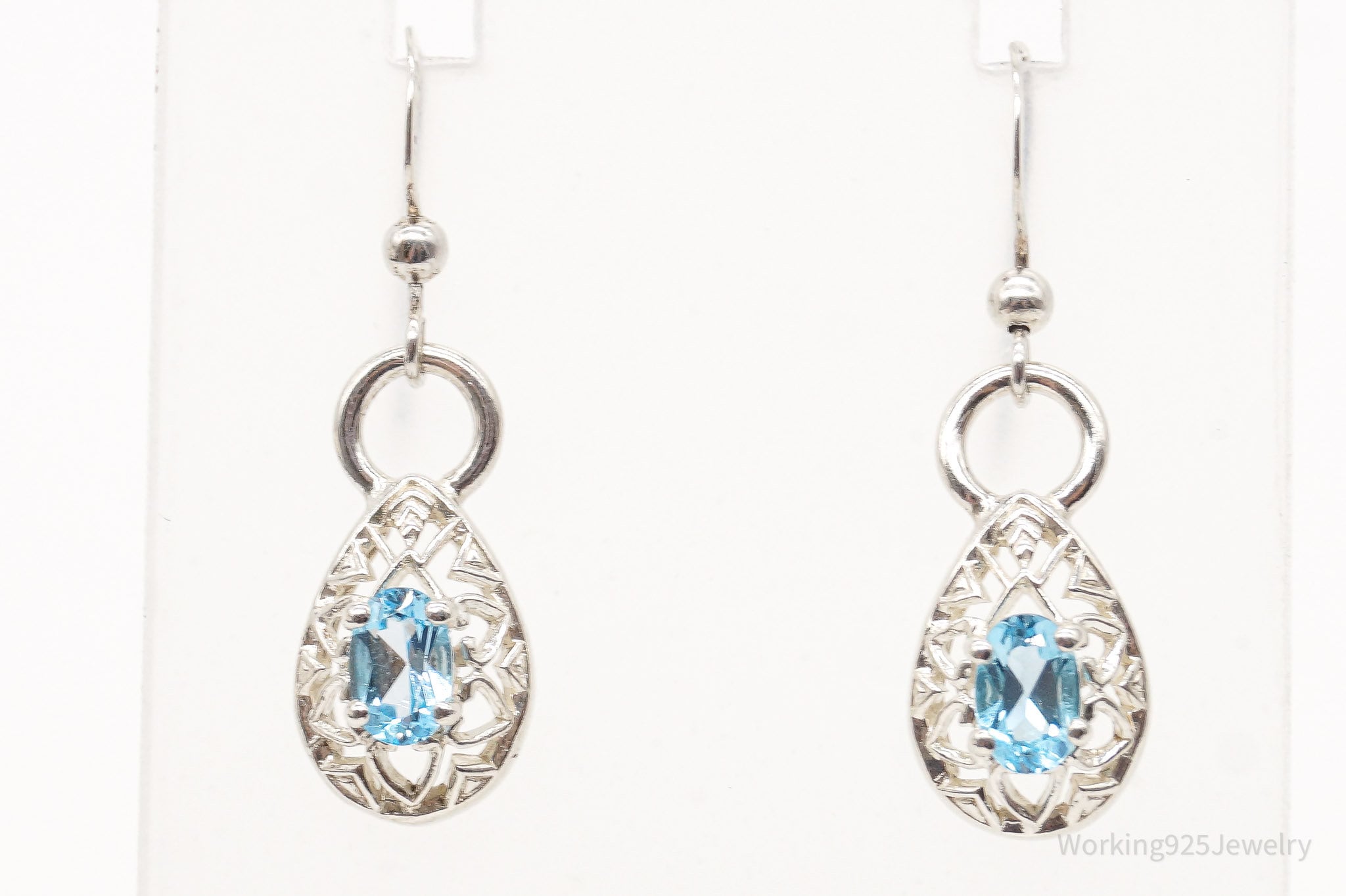 Vintage Designer CNA Blue Topaz Sterling Silver Earrings