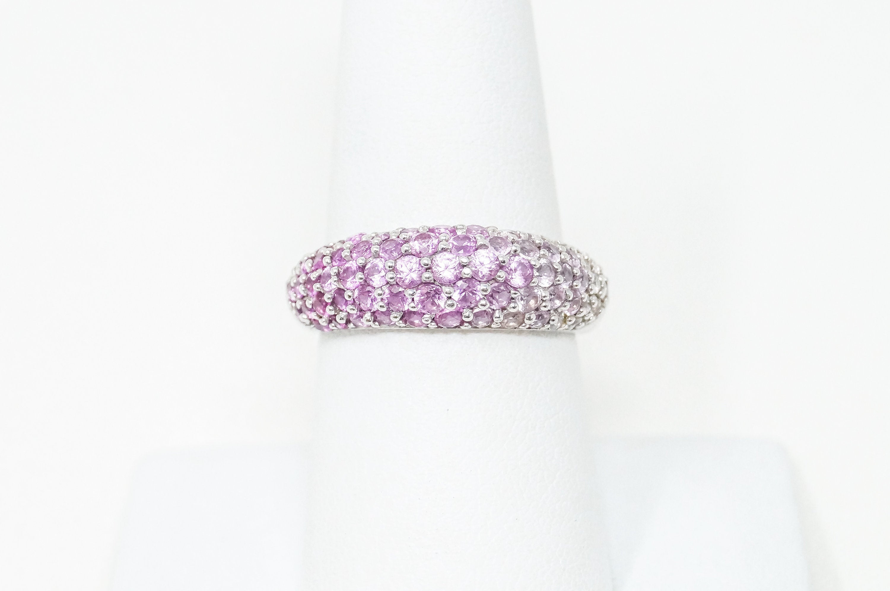 Vintage Designer BGE Pink Sapphire Cz "Hope" Sterling Silver Ring - Size 8