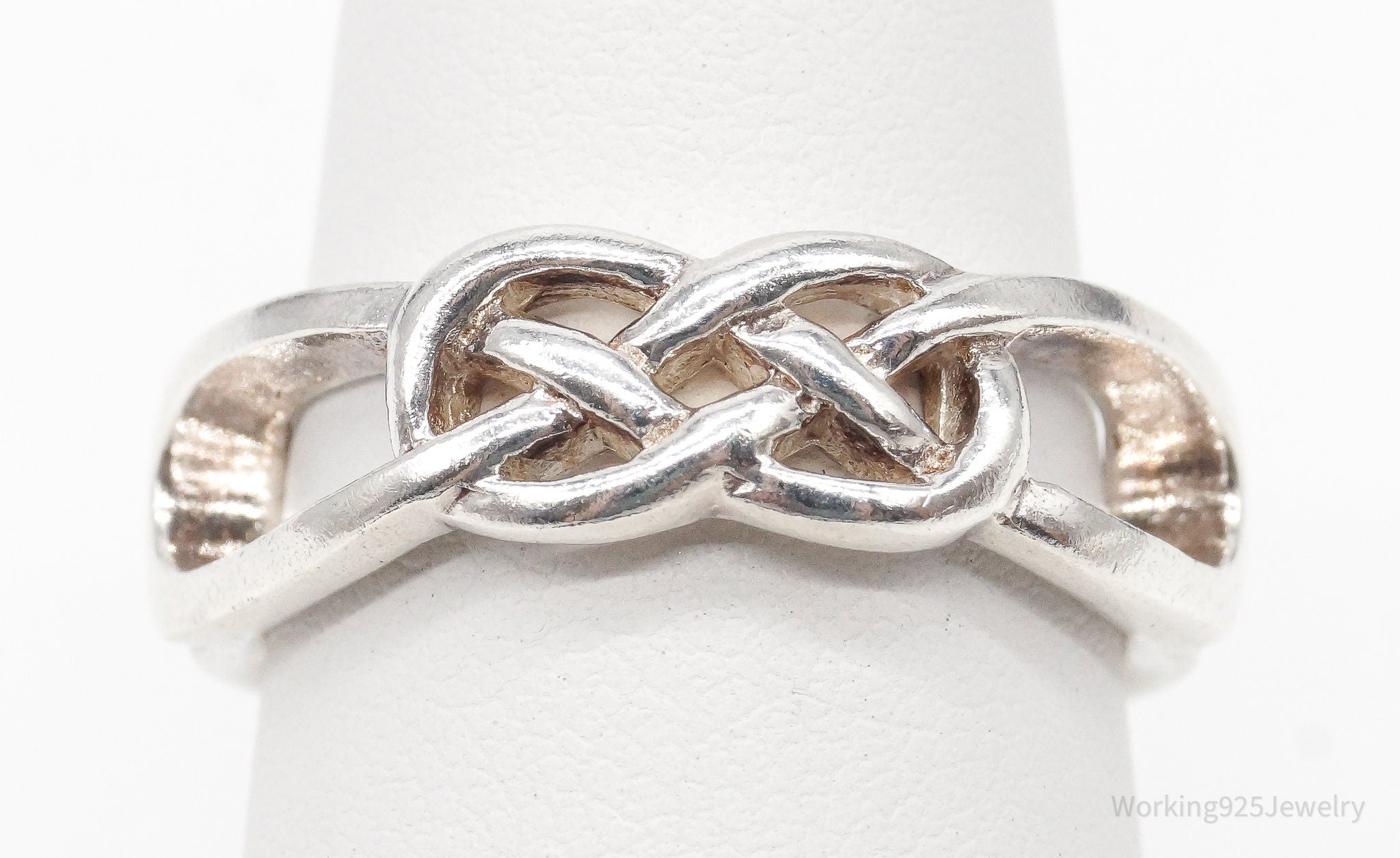 Vintage Celtic Knot Design Cut Out Sterling Silver Ring - Size 7.25