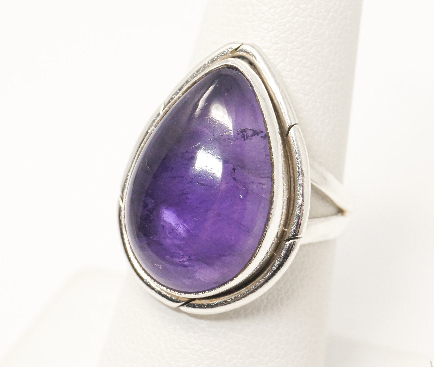 Vintage Amethyst Southwest Style Sterling Silver Ring - Sz 7