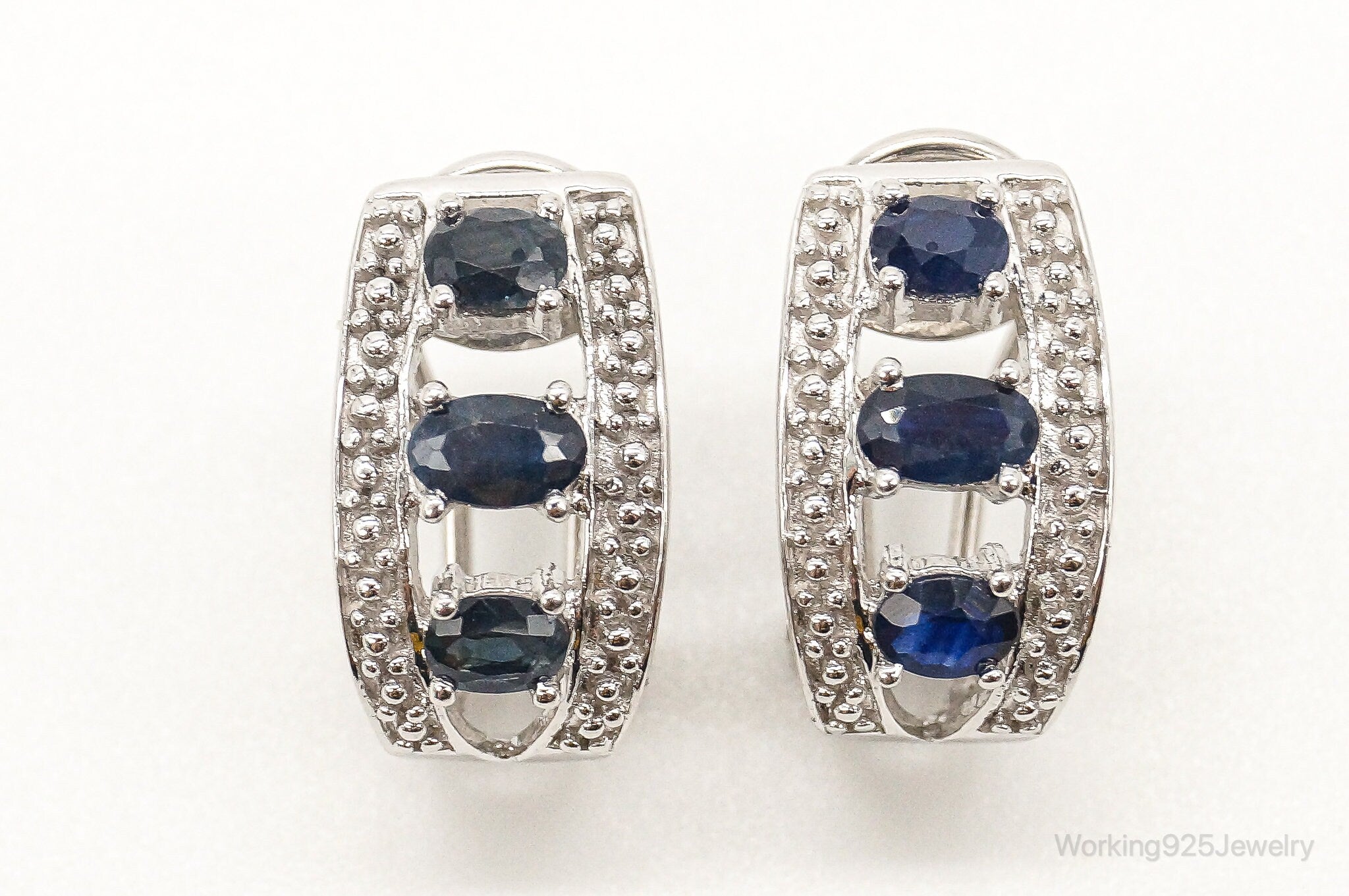 Blue Sapphire Sterling Silver Earrings