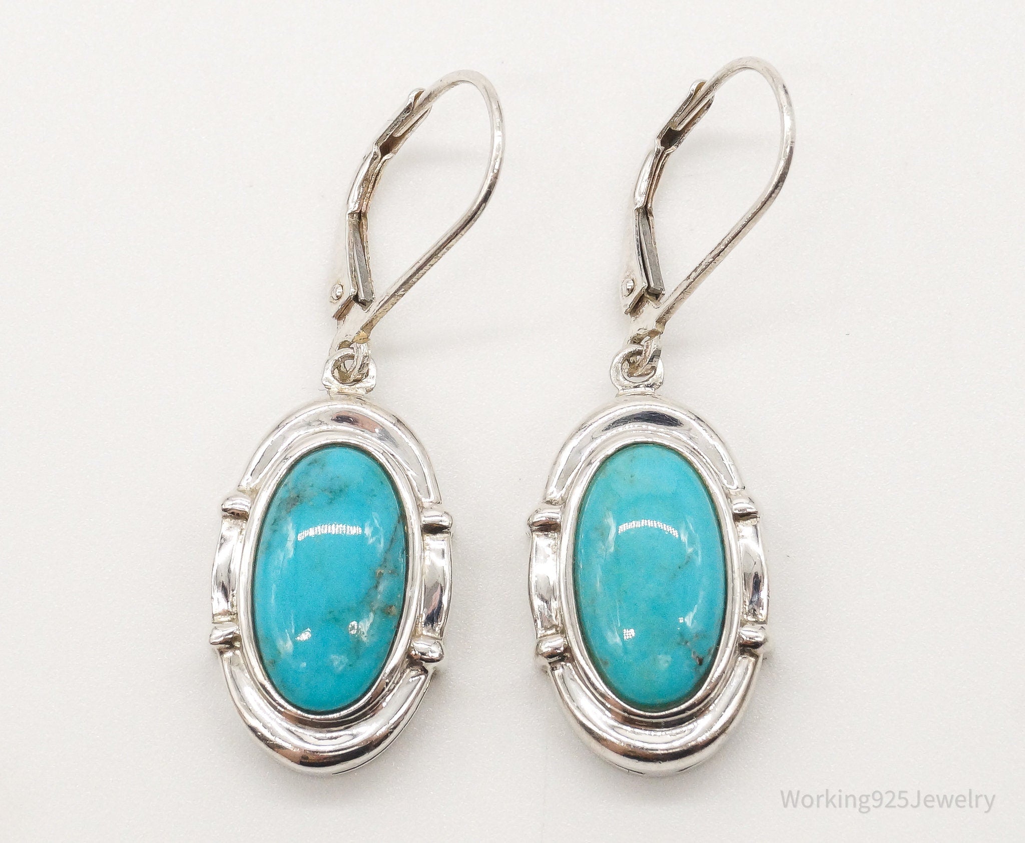 Vintage Designer Whitney Kelly WK Blue Turquoise Sterling Silver Earrings