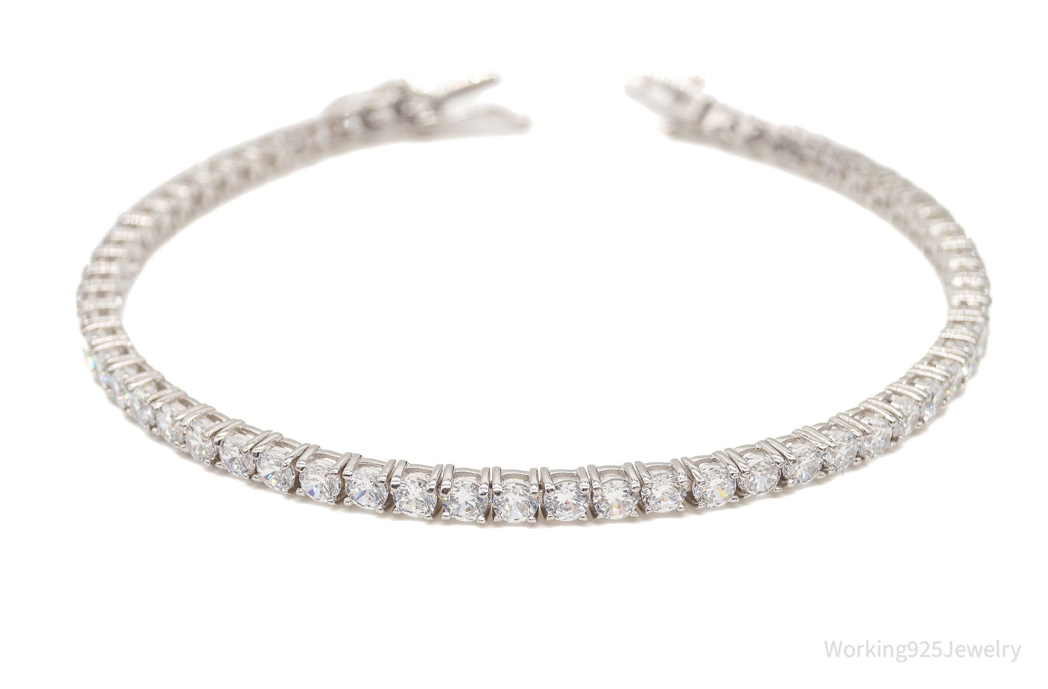 Vintage Designer Cubic Zirconia Sterling Silver Tennis Bracelet