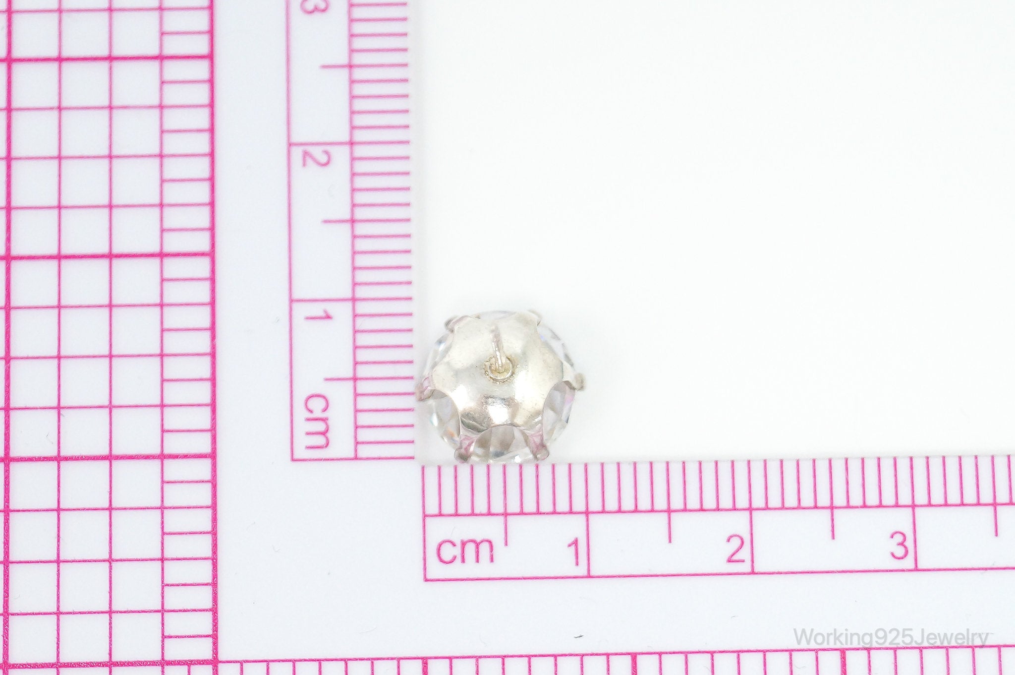 Large Cubic Zirconia Sterling Silver Stud Post Earrings