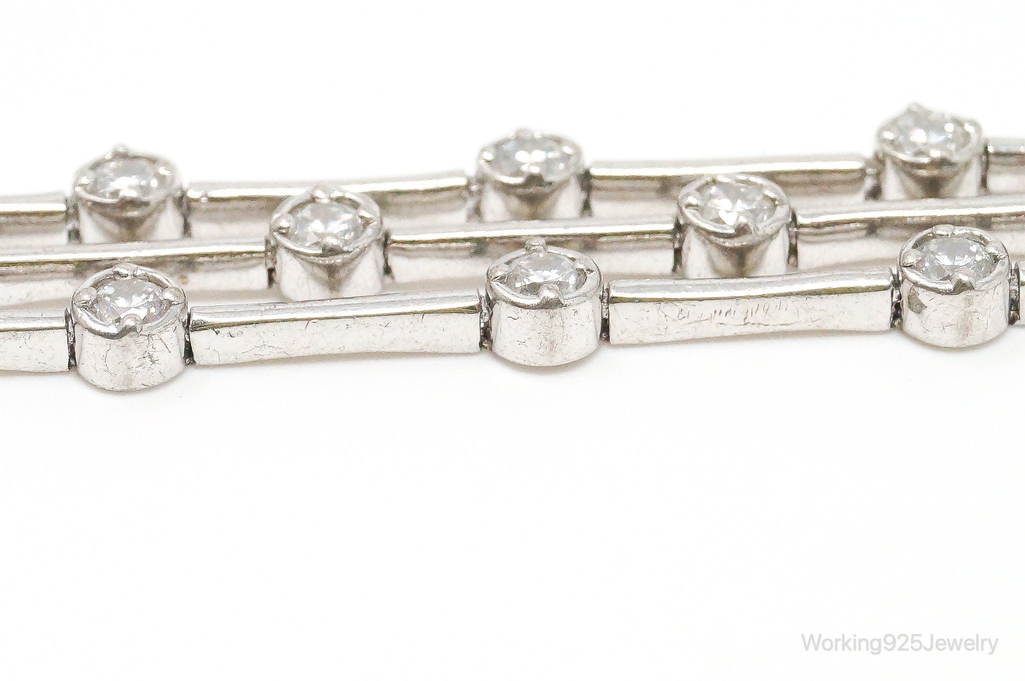 Vintage Designer FAS Cubic Zirconia Sterling Silver Bracelet