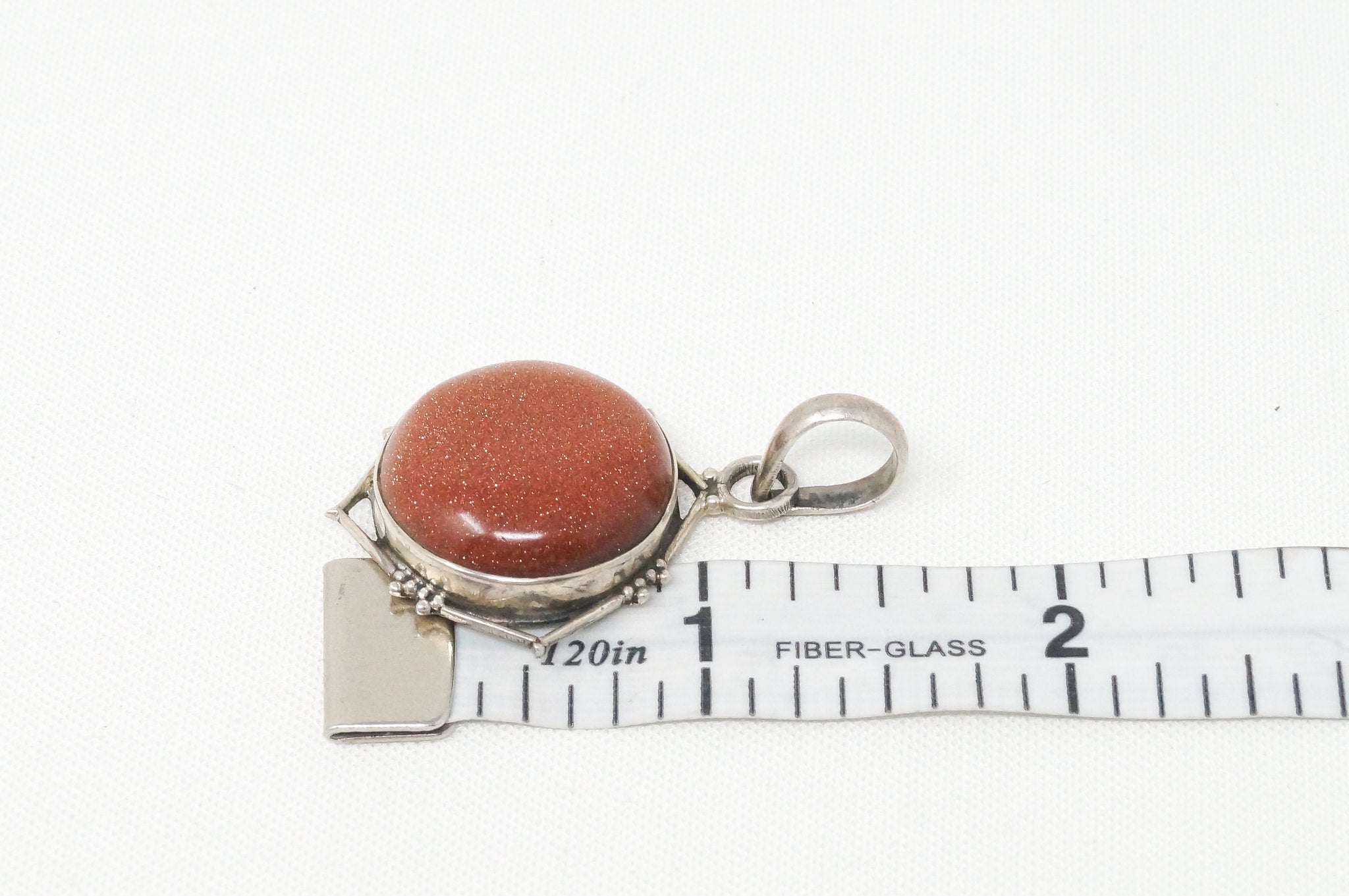 Vintage Handmade Goldstone Sterling Silver Southwestern Necklace Pendant