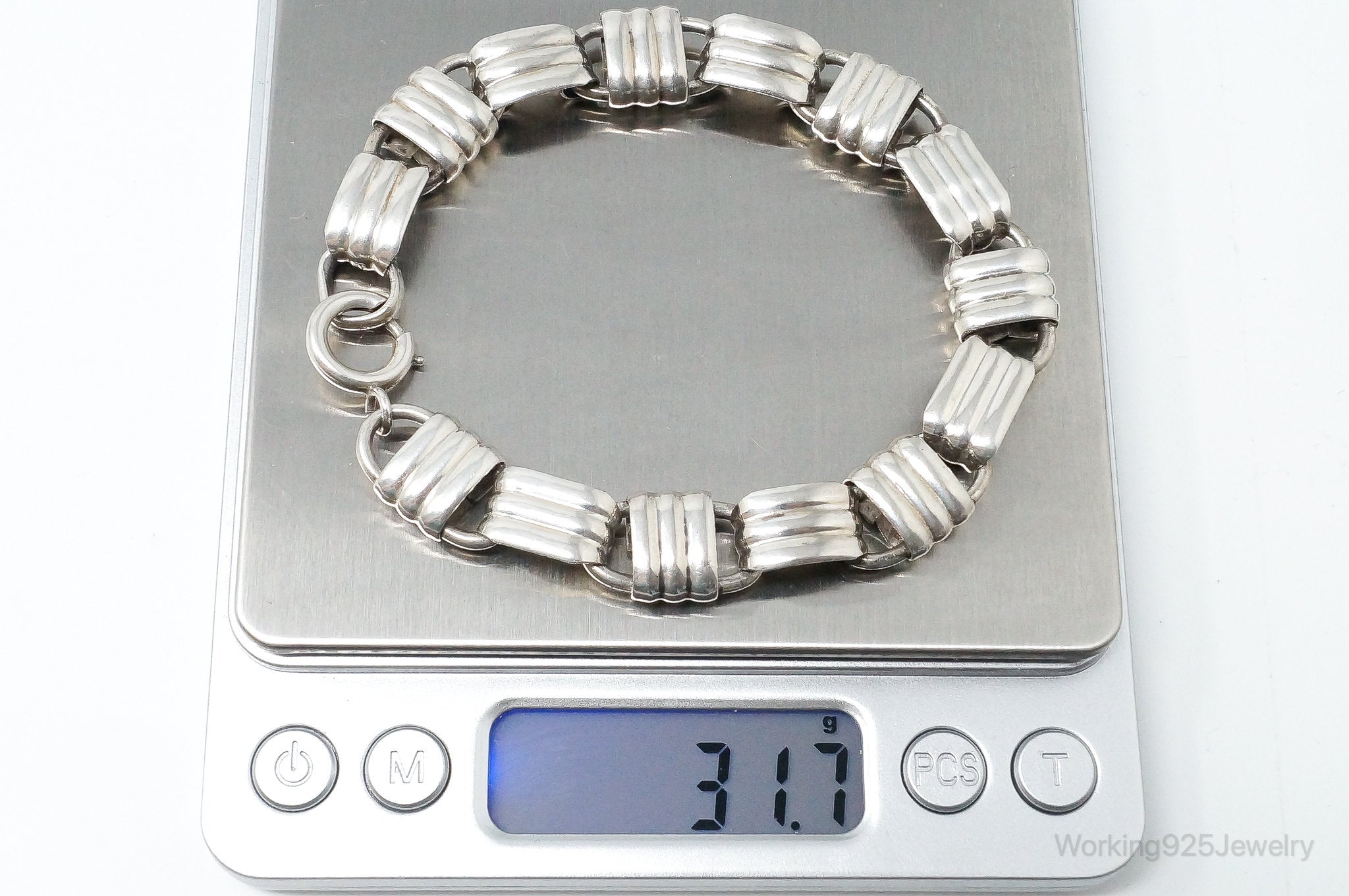 Vintage Designer Napier Modern Large Links Sterling Silver Bracelet