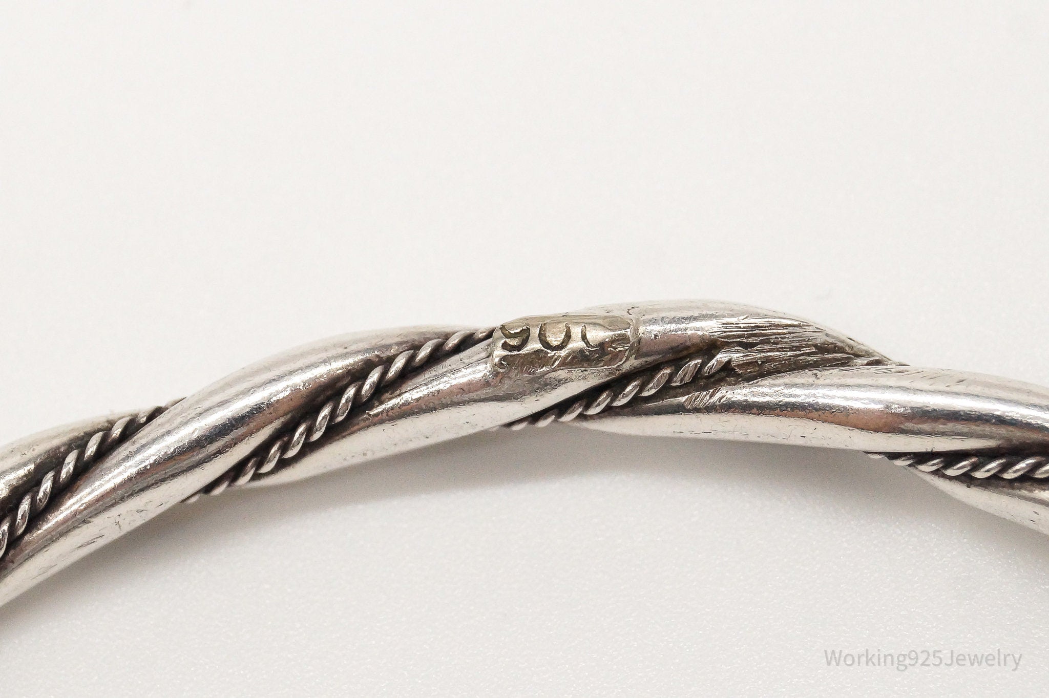 Antique Twist Rope Cable 900 Silver Bangle Bracelet