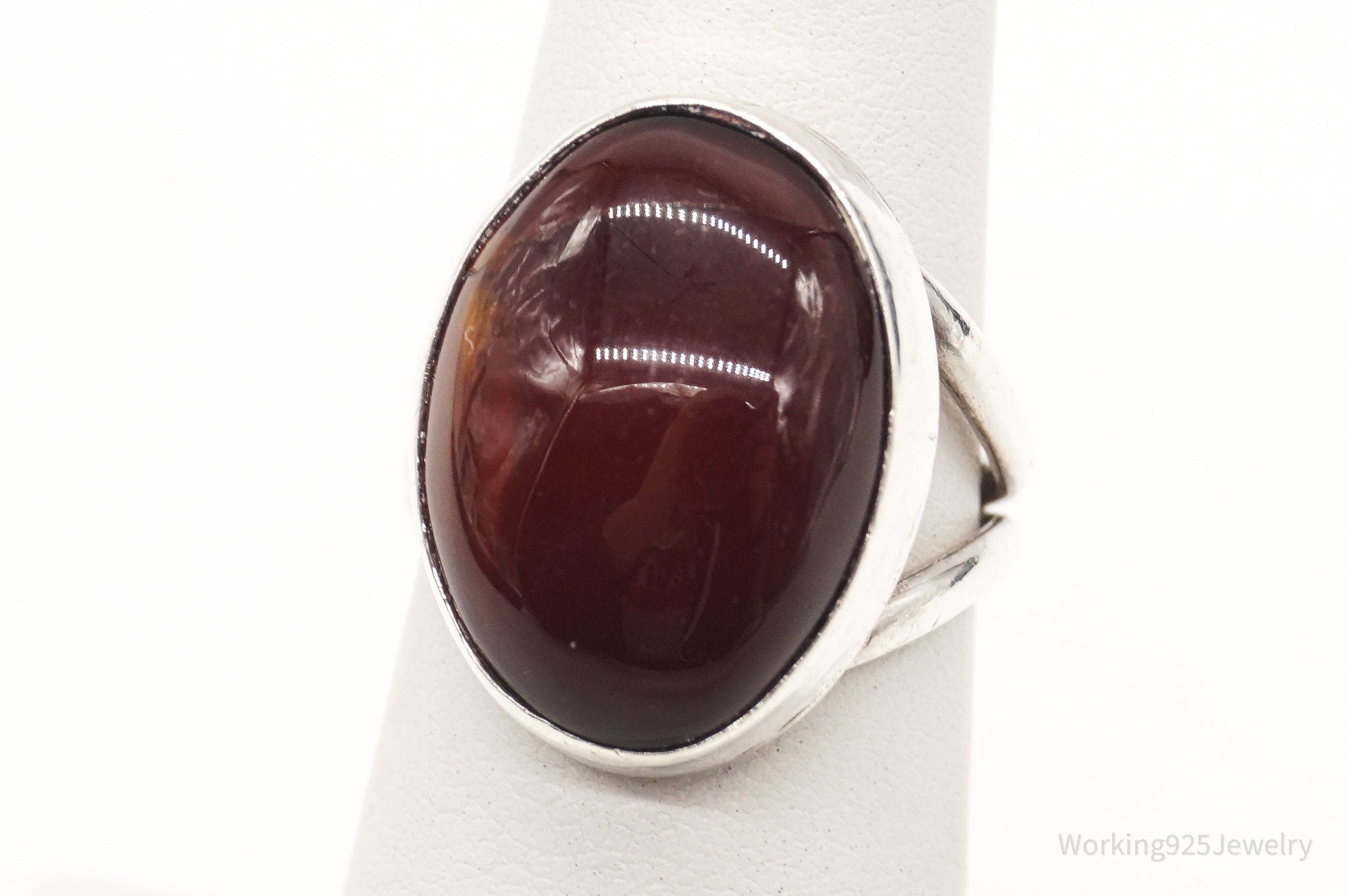 Vintage Large Carnelian Sterling Silver Ring - Size 5.25