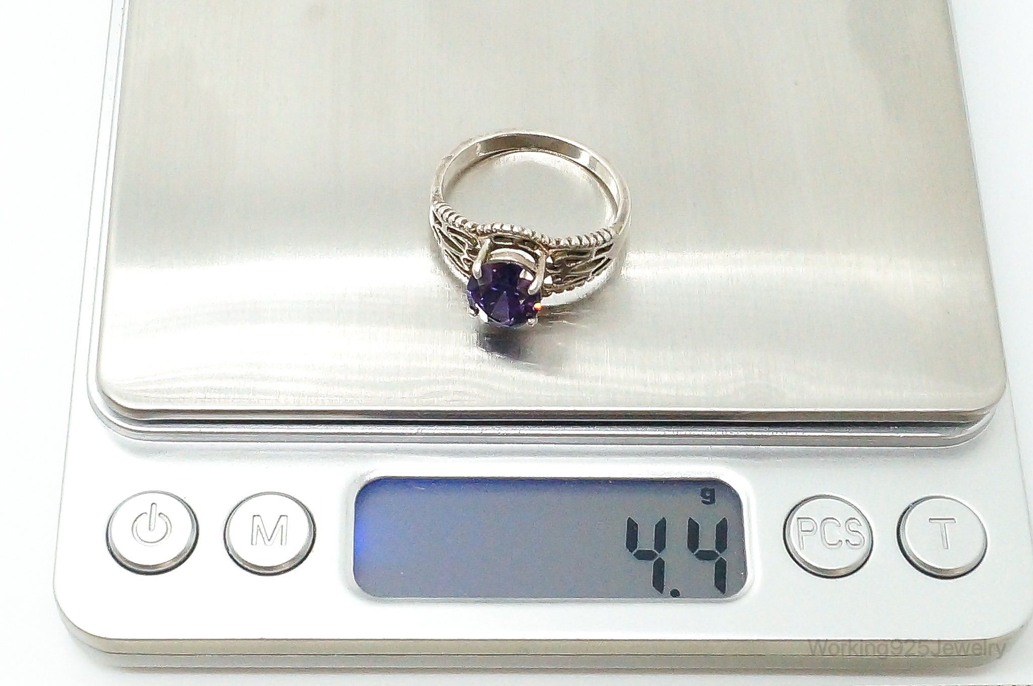 Vintage Amethyst Sterling Silver Ring - Size 10