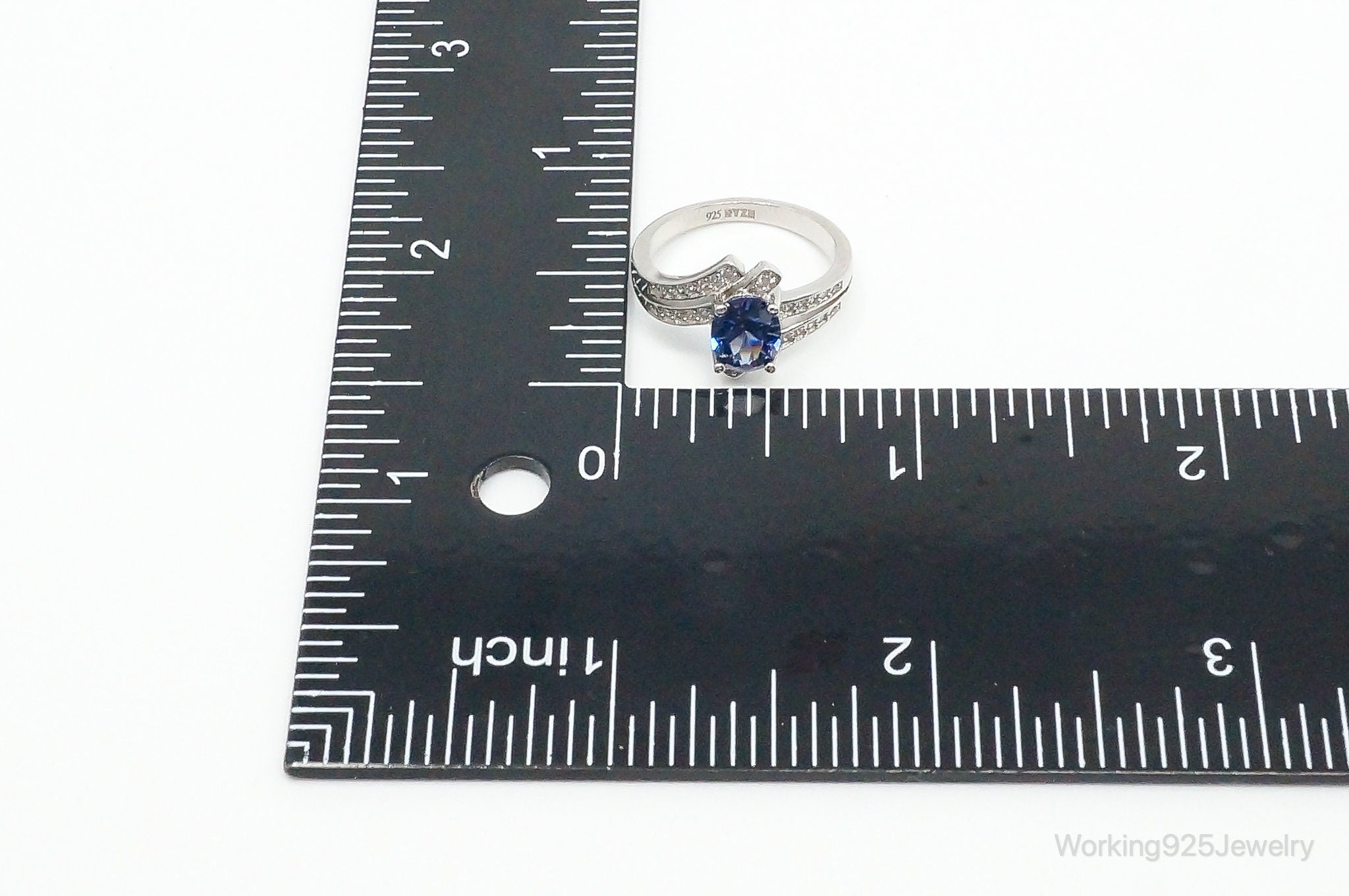 Iolite Cubic Zirconia Sterling Silver Ring - Size 5.75