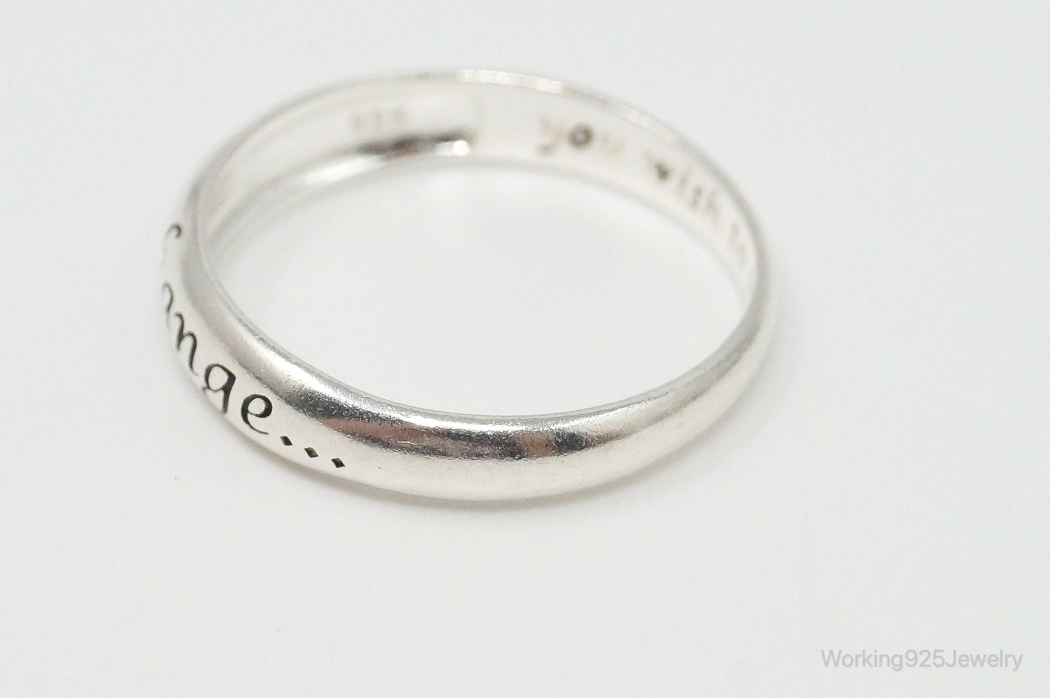 Designer RJ "Be The Change" Sterling Silver Quote Ring - Size 8