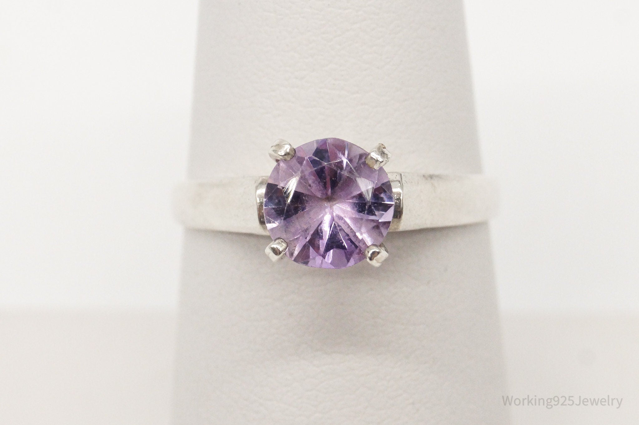 Vintage Amethyst Sterling Silver Ring - Size 6.75