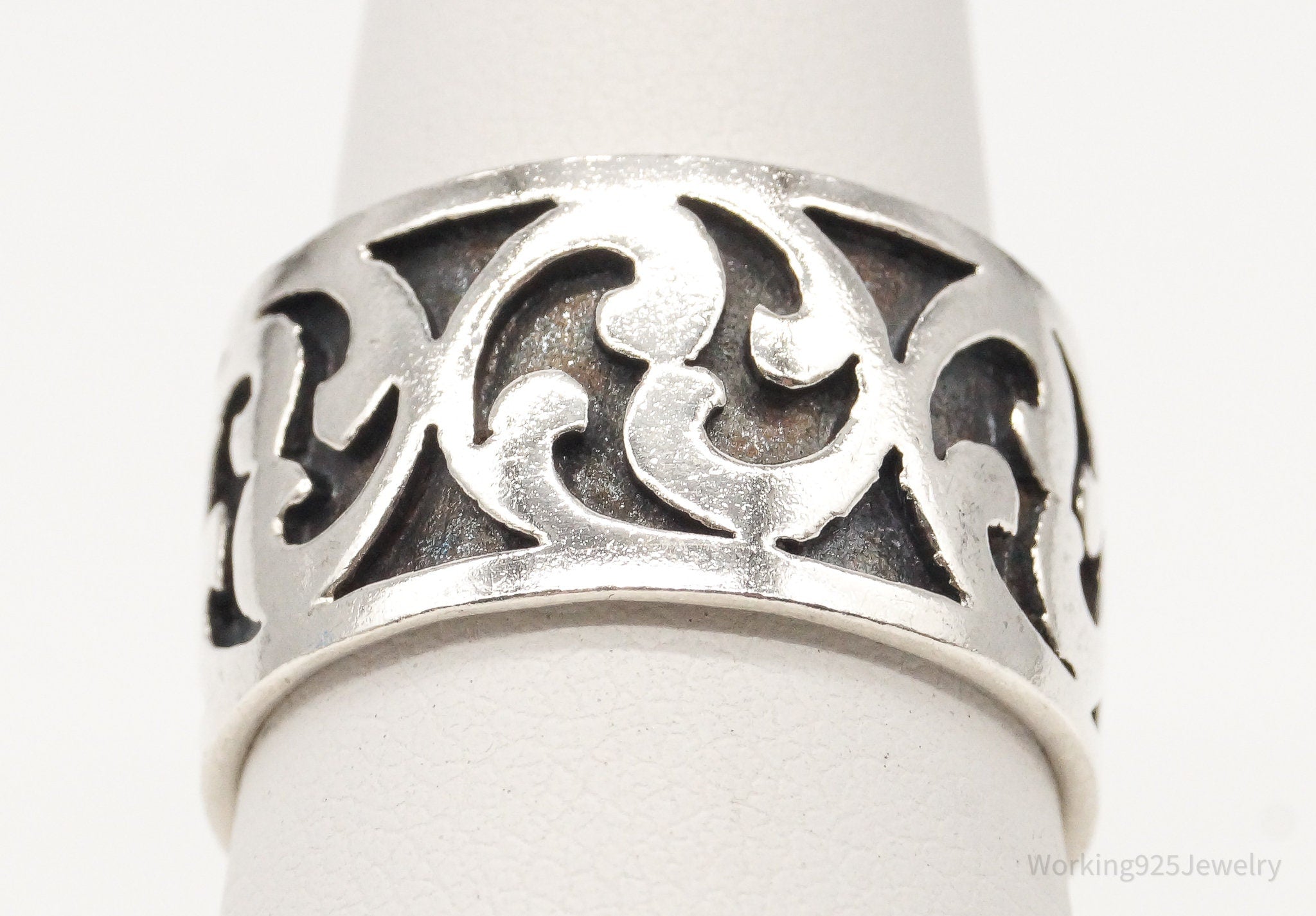 Vintage Celtic Design Sterling Silver Ring - Size 7.25