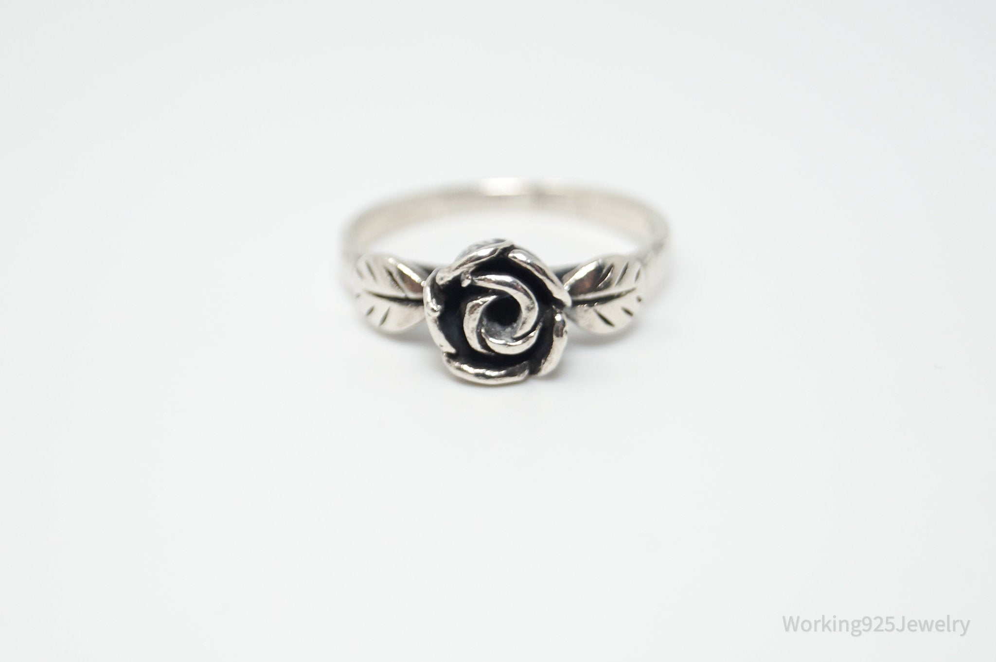 Reserved* Vintage 3D Rose Flower Sterling Silver Ring - Size 7