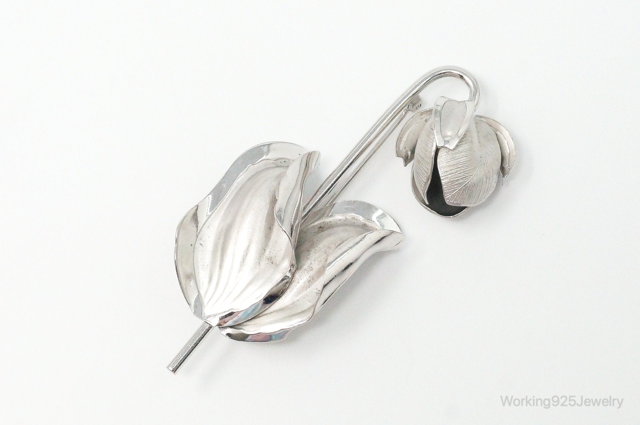 Vintage Designer BOND BOYD Flower Sterling Silver Brooch Pin