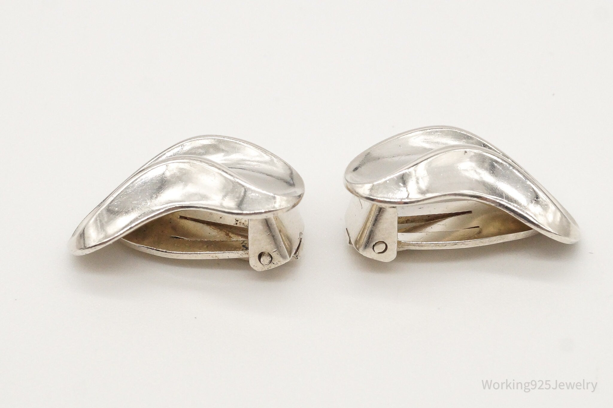 RARE Vintage Denmark Modernist Anton Michelsen Sterling Silver Clip On Earrings