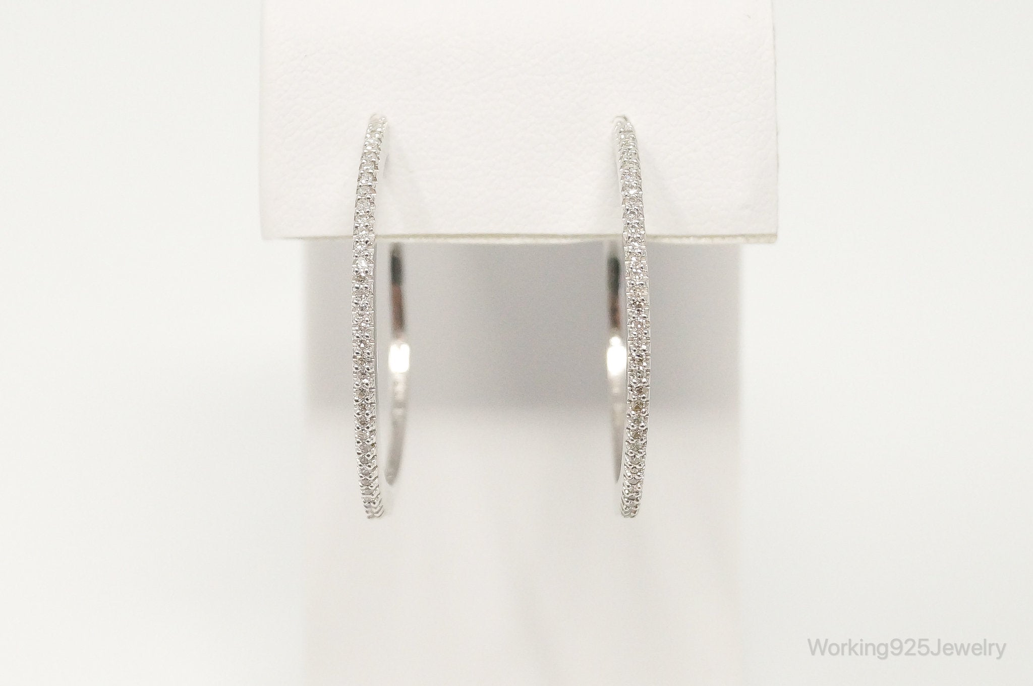 Designer Cubic Zirconia Sterling Silver Hoop Earrings