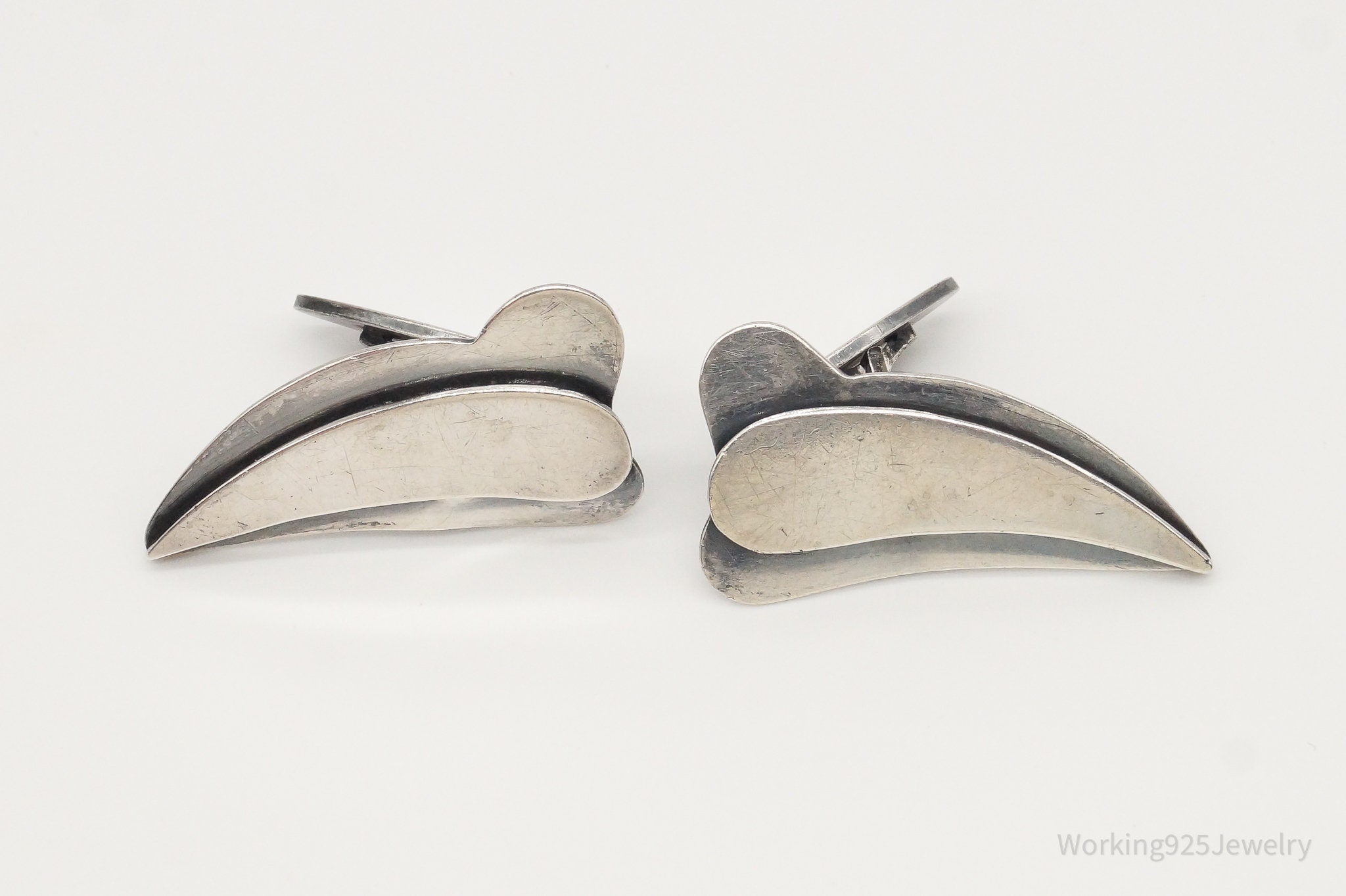 Rare Vintage Denmark Modernist Hermann Siersbol Sterling Silver Cufflinks