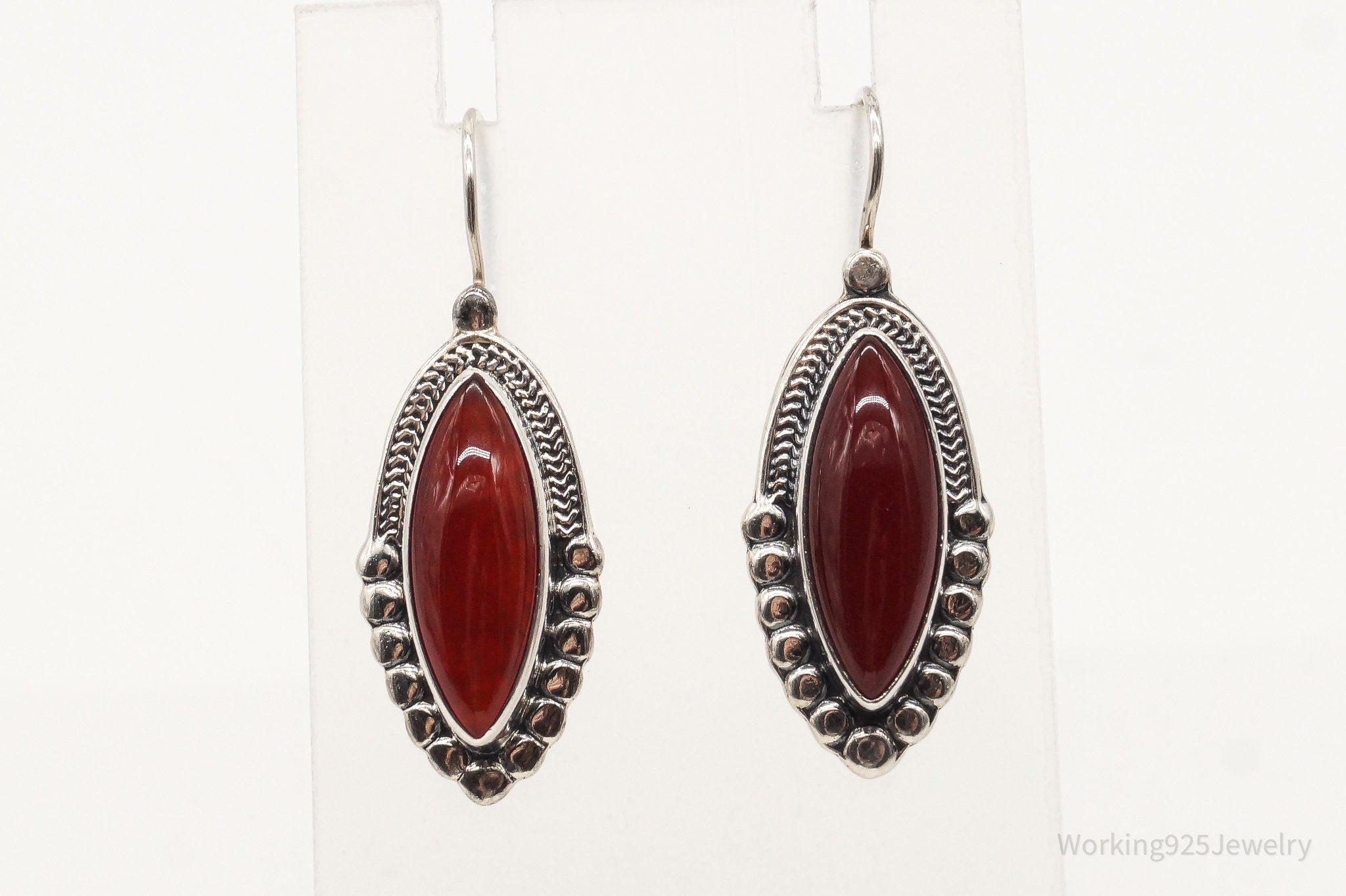 Vintage Carnelian Sterling Silver Dangle Earrings