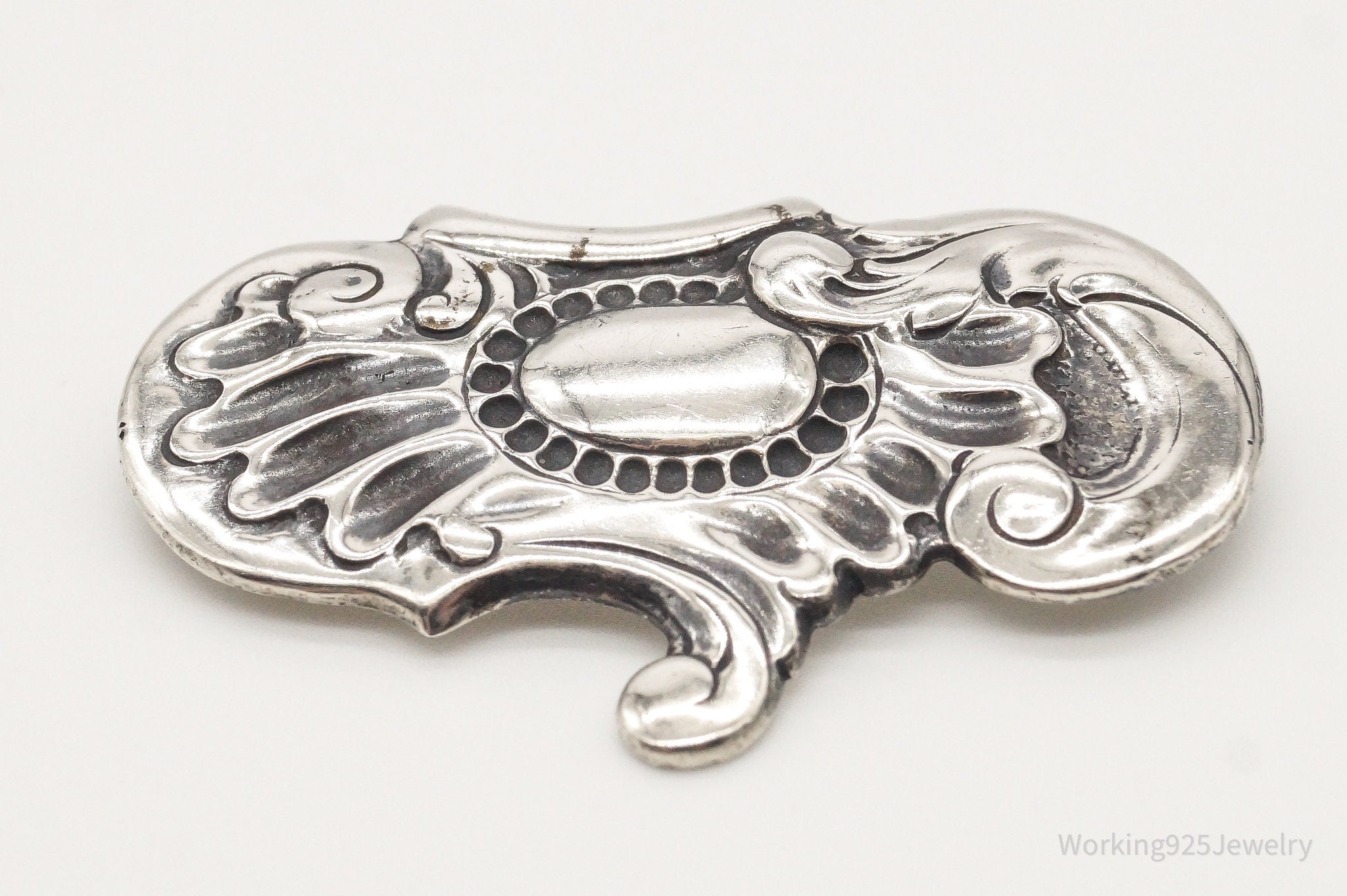 Antique Art Nouveau Silver Floral Pin Brooch