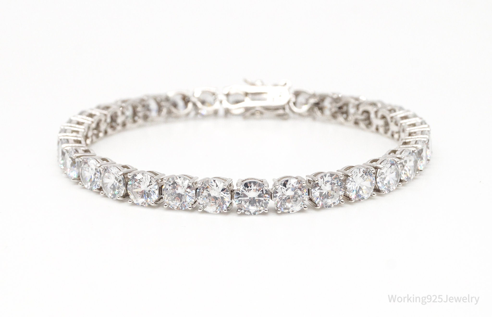 Vintage Designer PAJ Large Cubic Zirconia Sterling Silver Tennis Bracelet