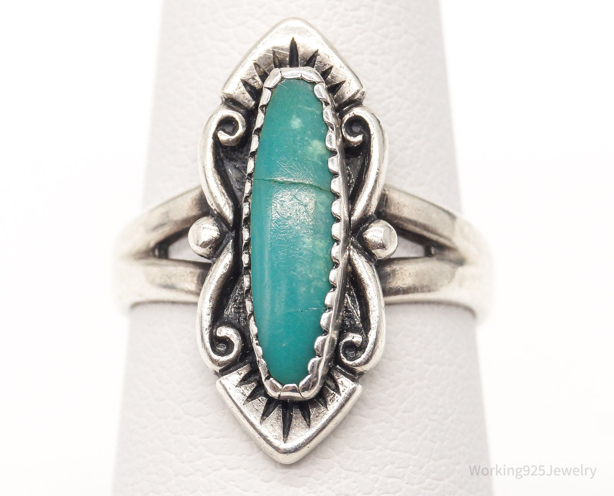 Vintage Bell Trading Post Turquoise Sterling Silver Ring - Size 5.5