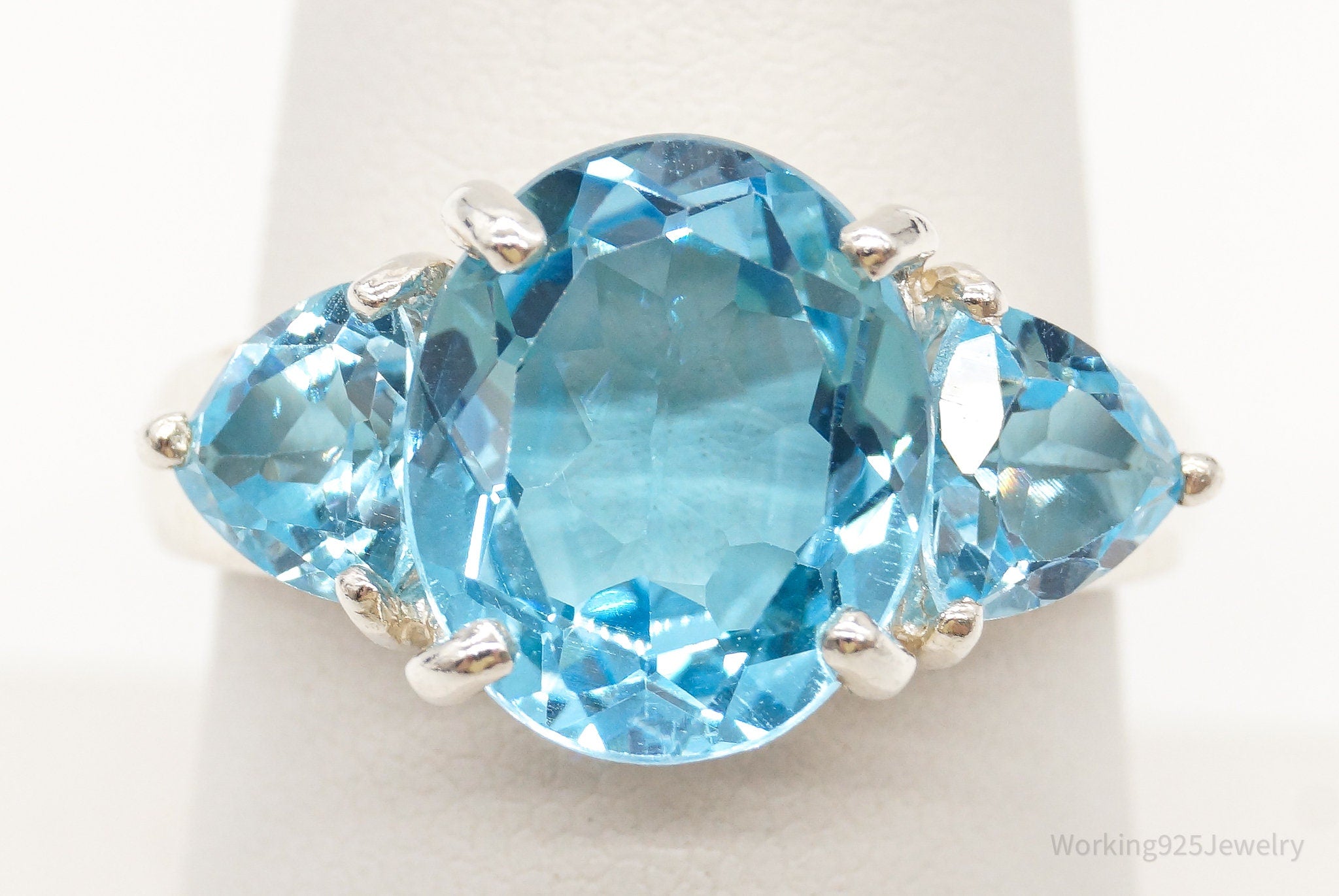 Vintage Designer CNA Blue Topaz Sterling Silver Ring - Size 7.75