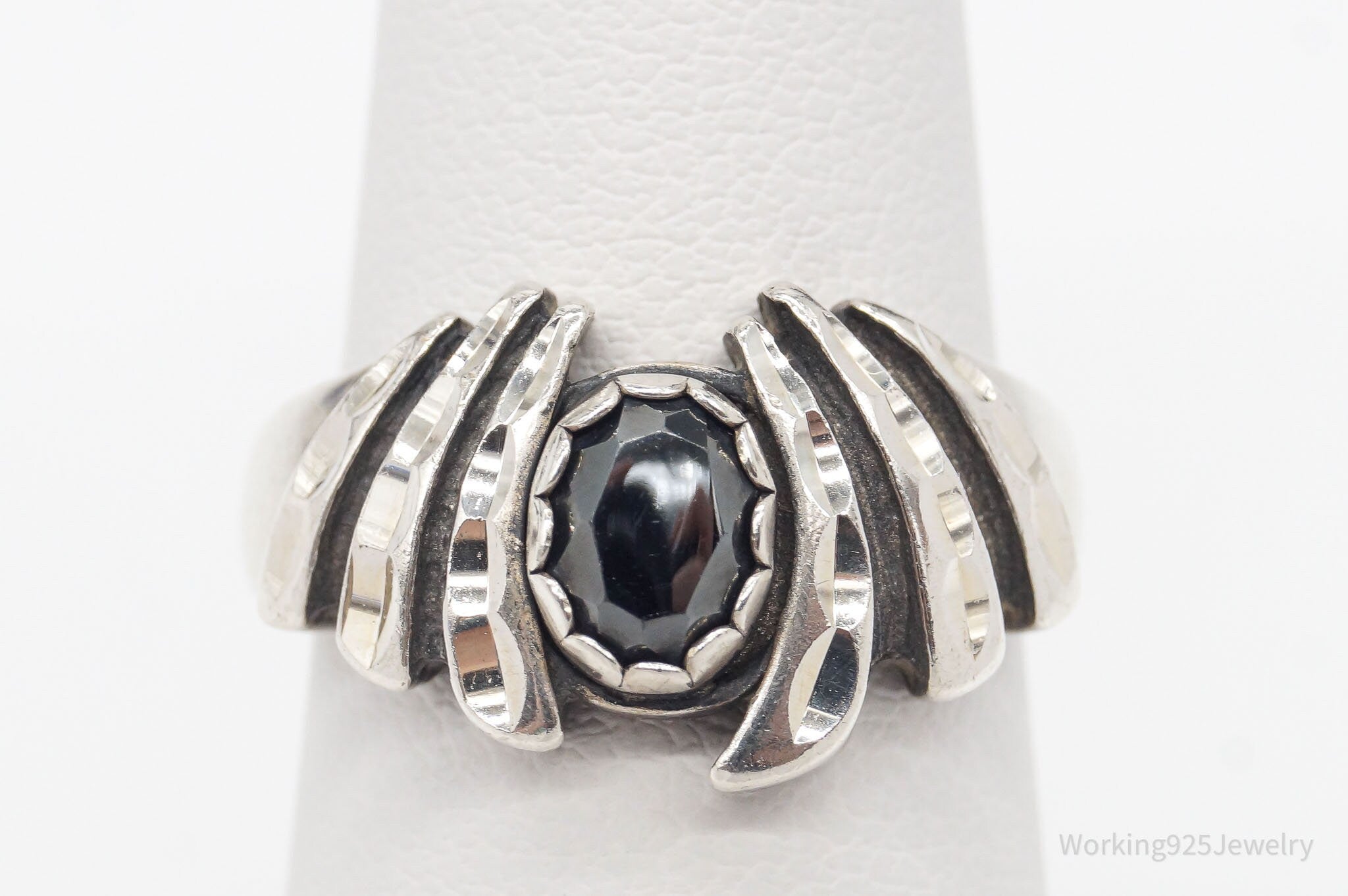 Vintage Designer WM Co Hematite Sterling Silver Ring - Size 6.25