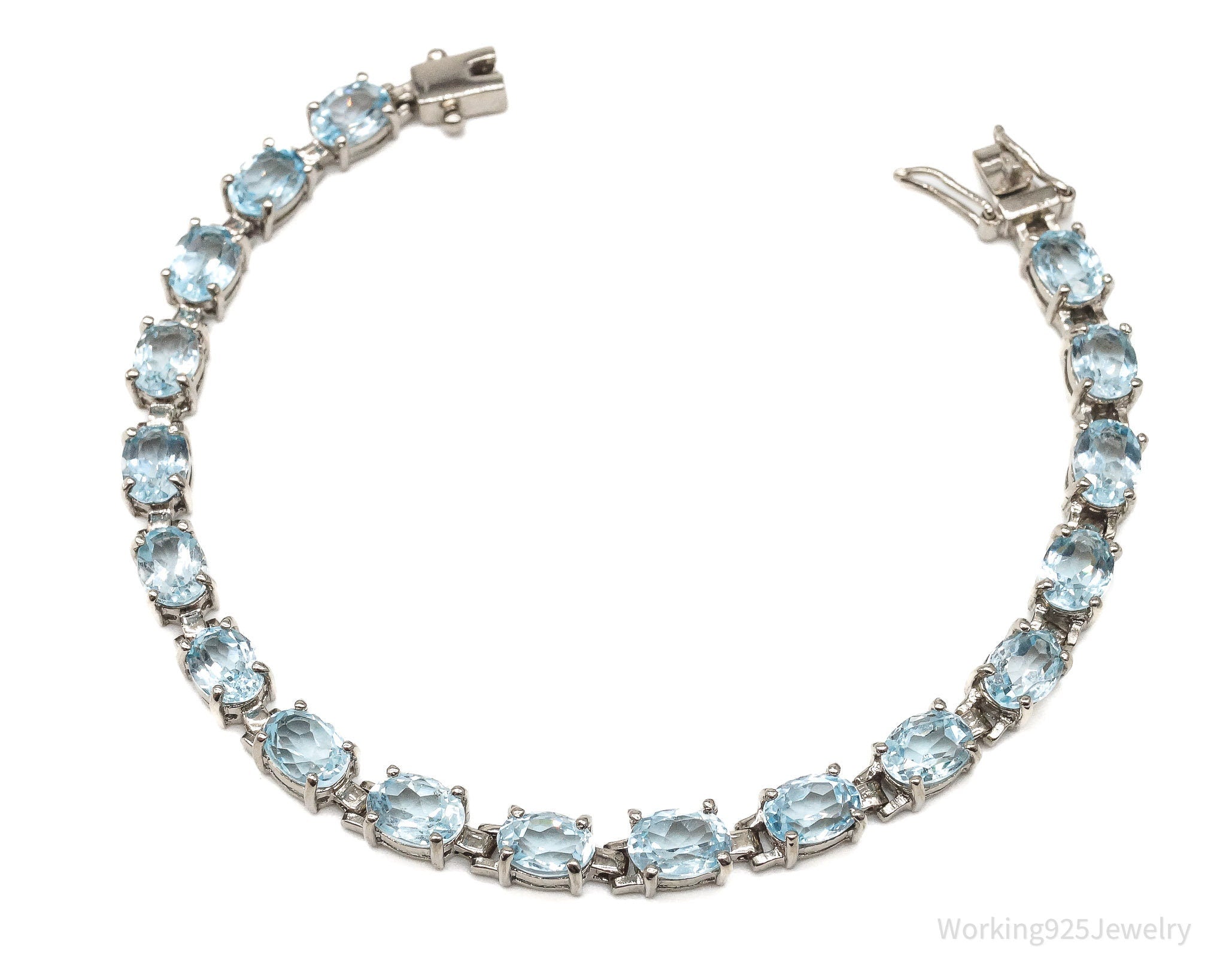 Vintage Blue Topaz Sterling Silver Bracelet