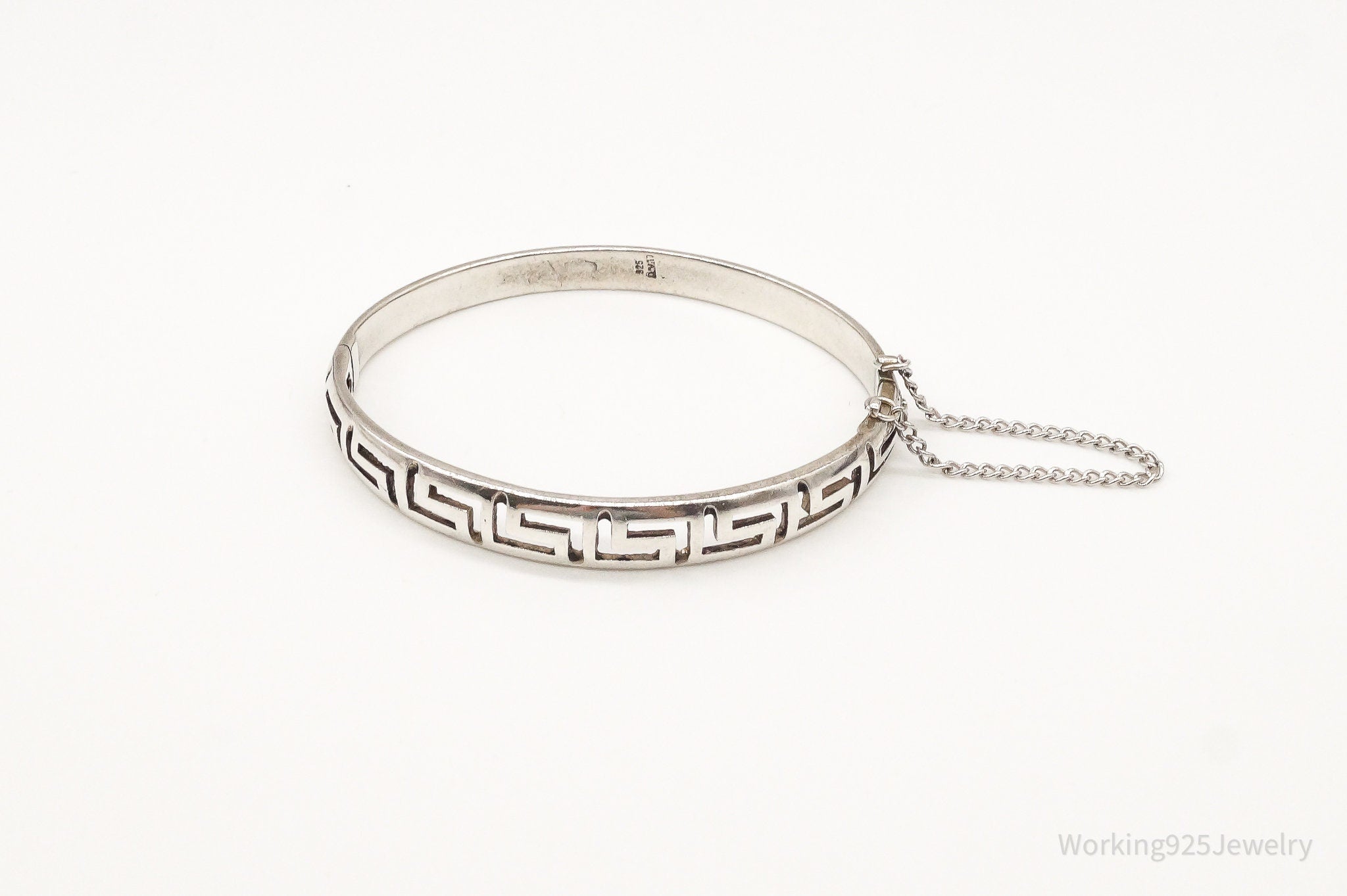 Vintage Greek Key Design Sterling Silver Bracelet