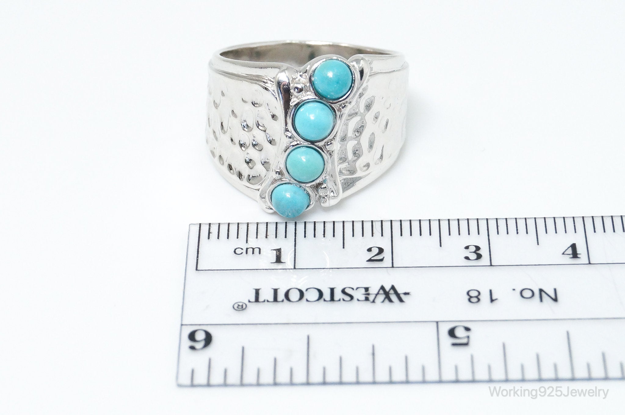 Vintage Designer Felicia Designs Turquoise Sterling Silver Ring - Size 8.75