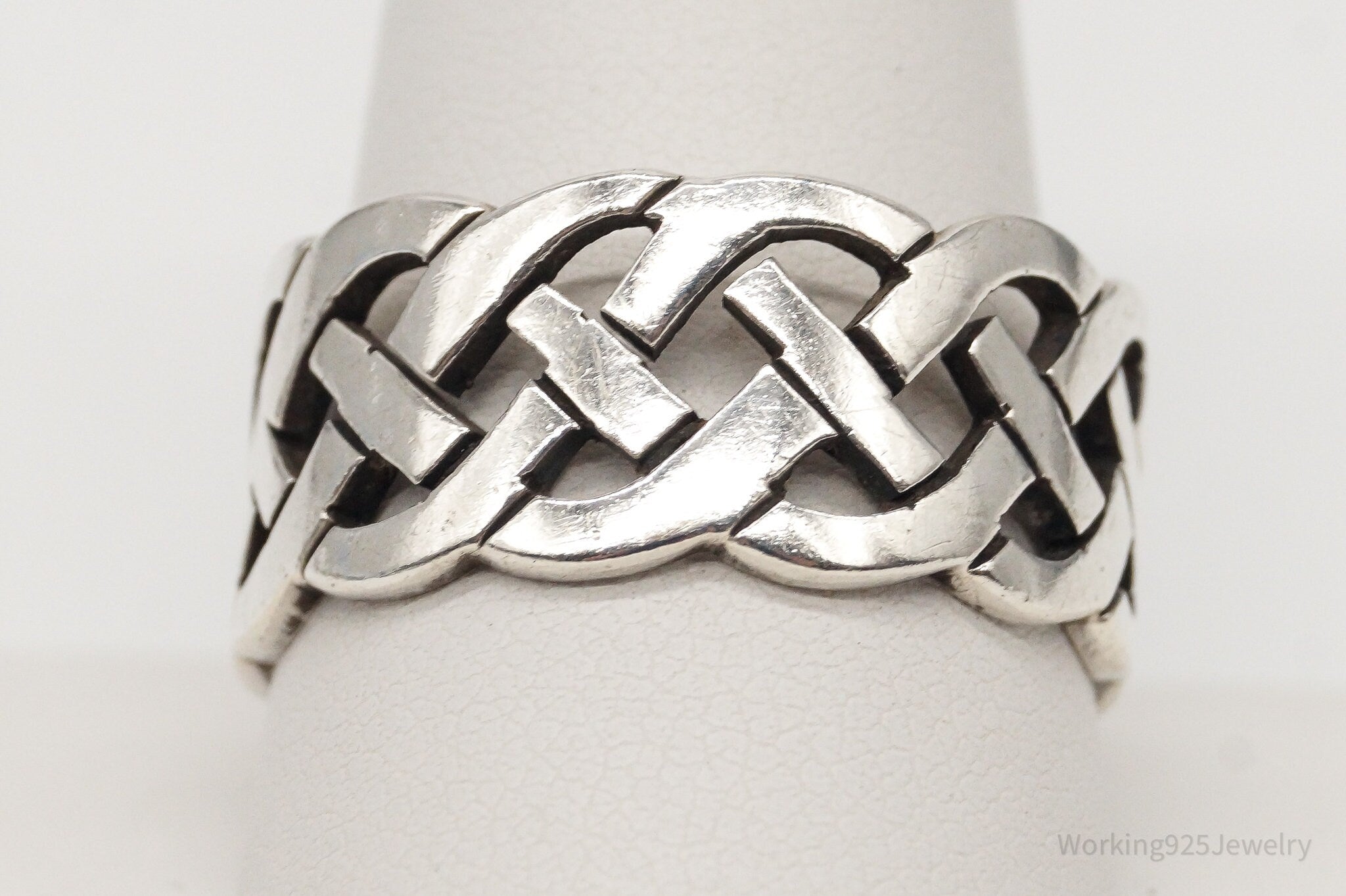 Vintage Celtic Knot Sterling Silver Band Ring - Size 11