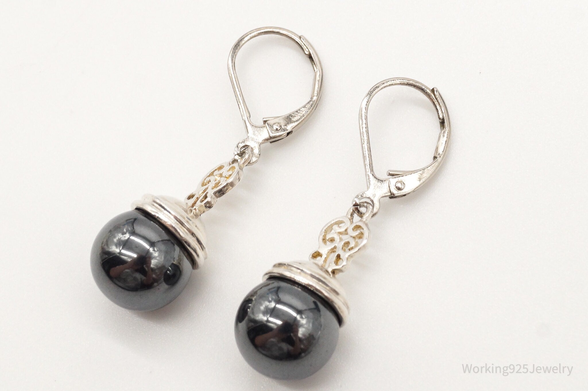 Vintage Hematite Sterling Silver Earrings