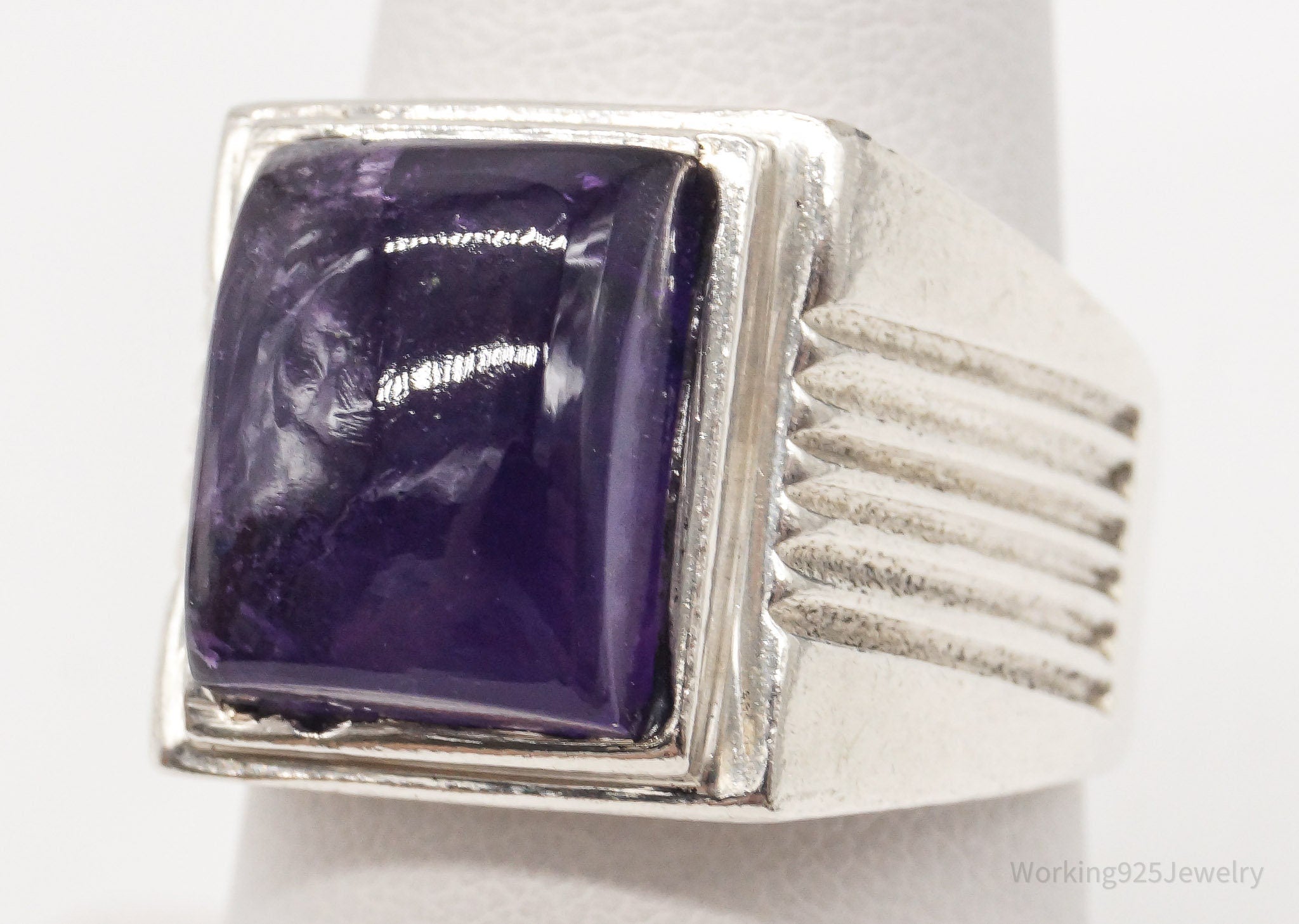 Vintage Amethyst Sterling Silver Ring - Size 7.75