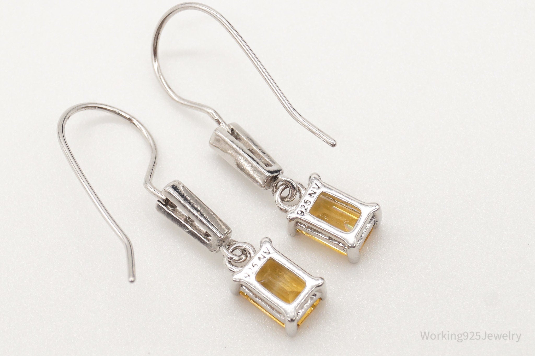 Vintage Citrine Cubic Zirconia Sterling Silver Earrings