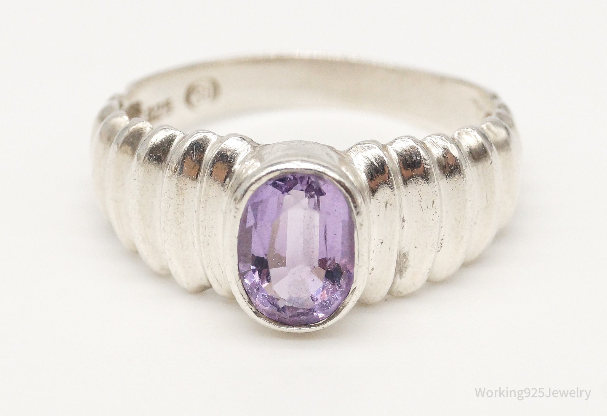 Vintage Amethyst Sterling Silver Ring Size 6