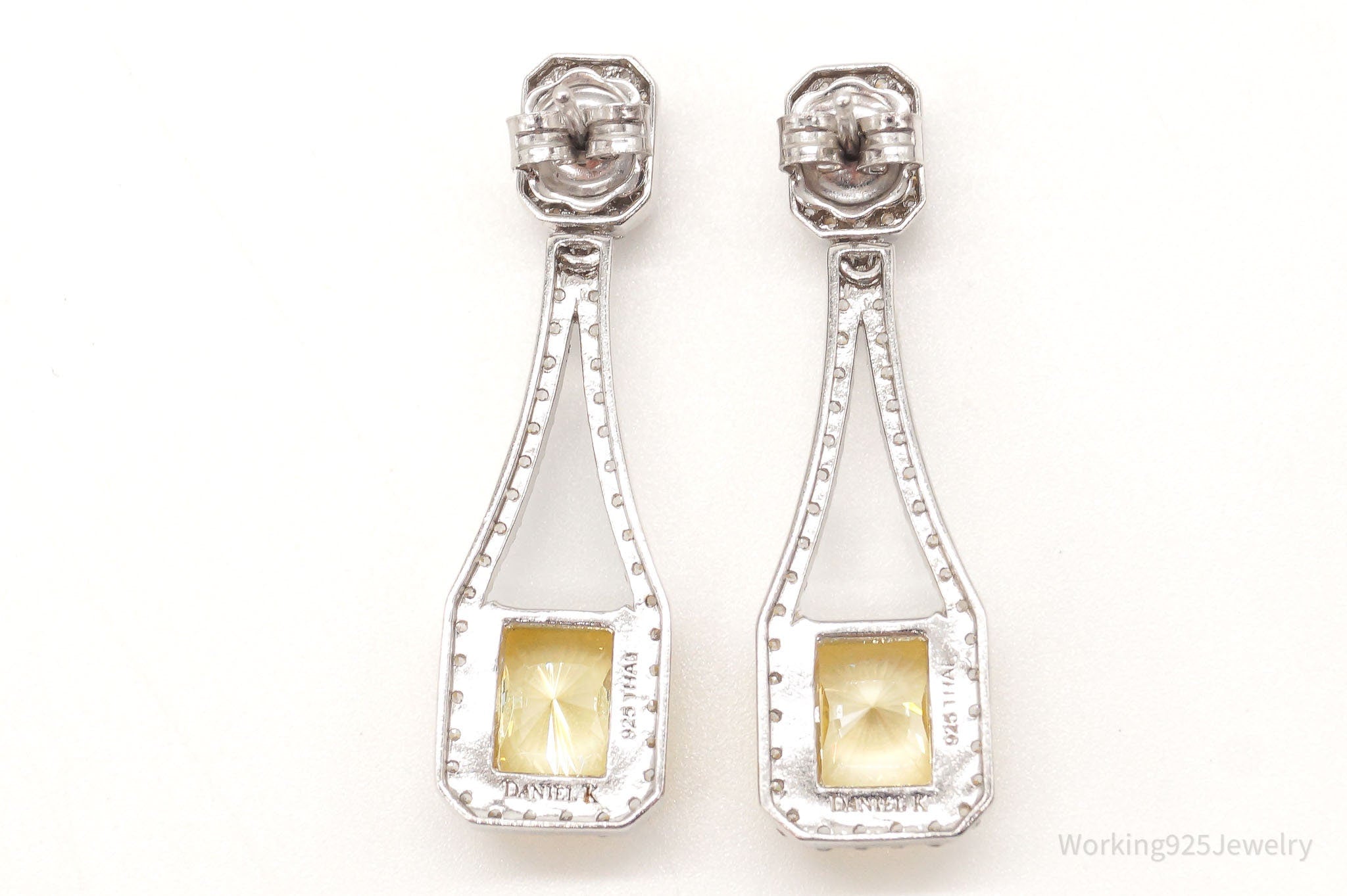 Daniel K Clear & Canary Simulated Diamond Rhodium Finish SterlingSilver Earrings