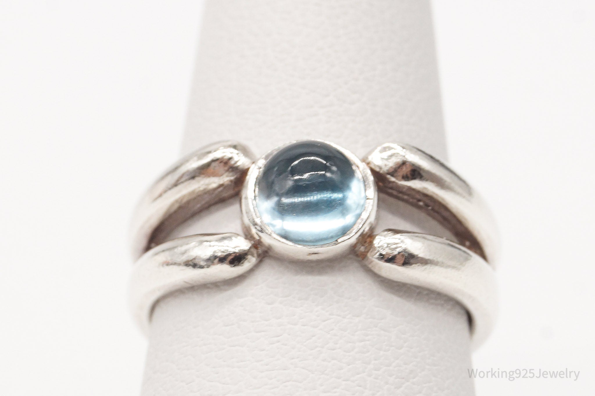 Vintage Blue Topaz Sterling Silver Ring - Size 6.5