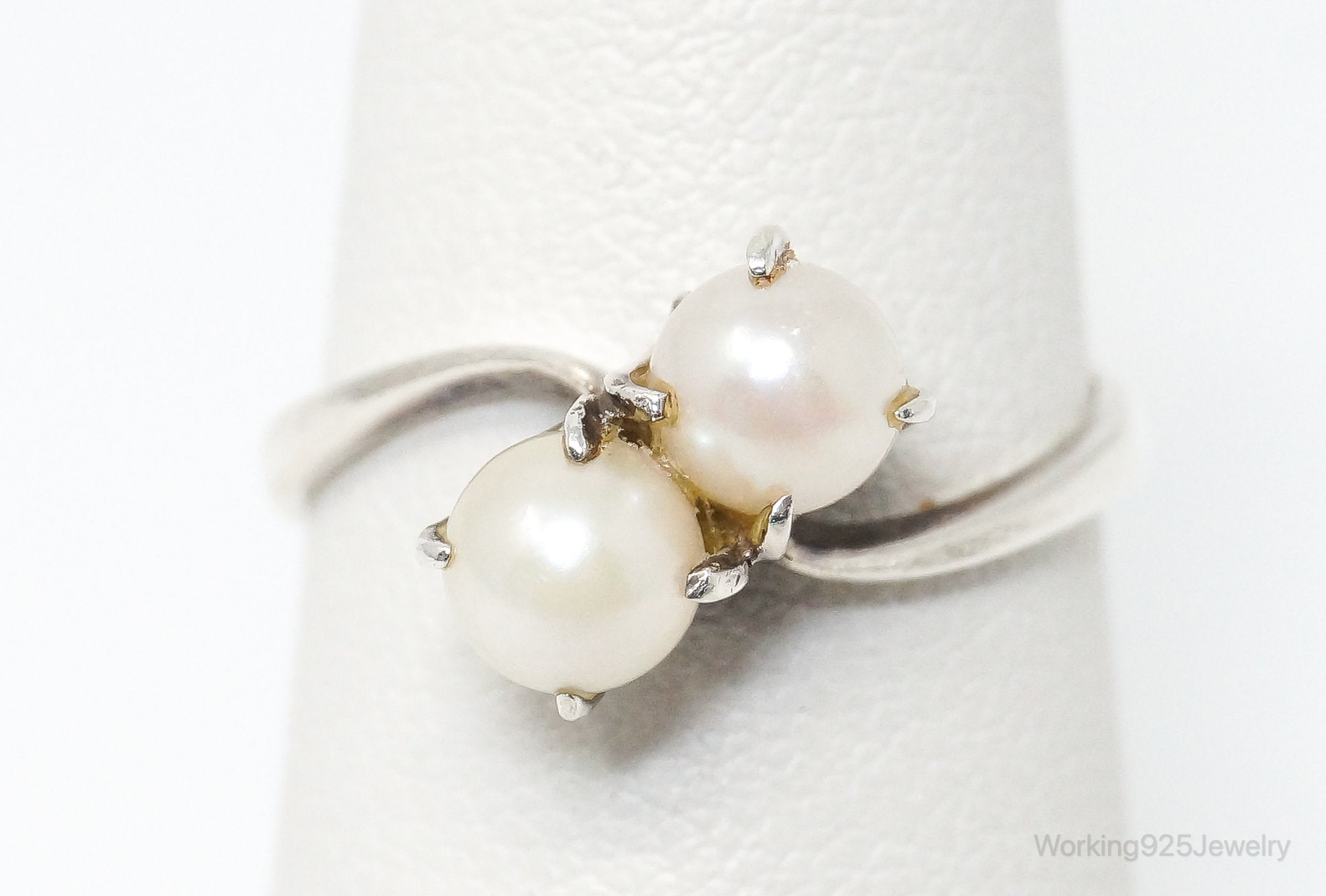 Antique Victorian Faux Pearl Silver Ring - SZ 6.75